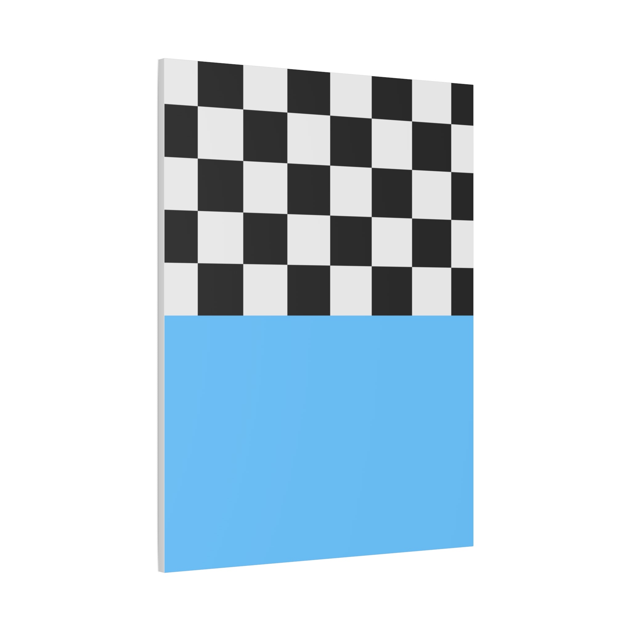 Checkered & Blue Abstract Matte Canvas Art