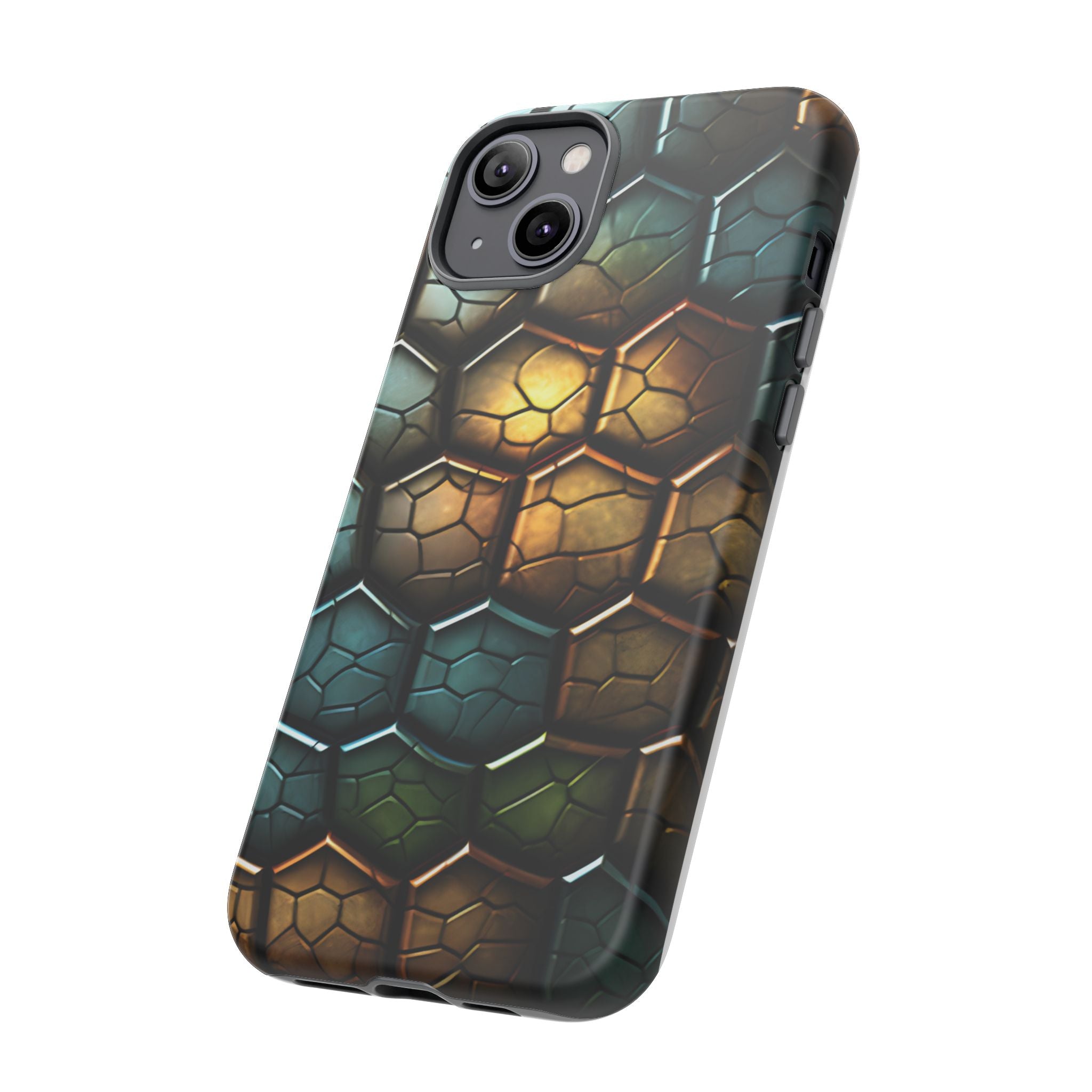 HexaScale iPhone Case: Teal & Bronze