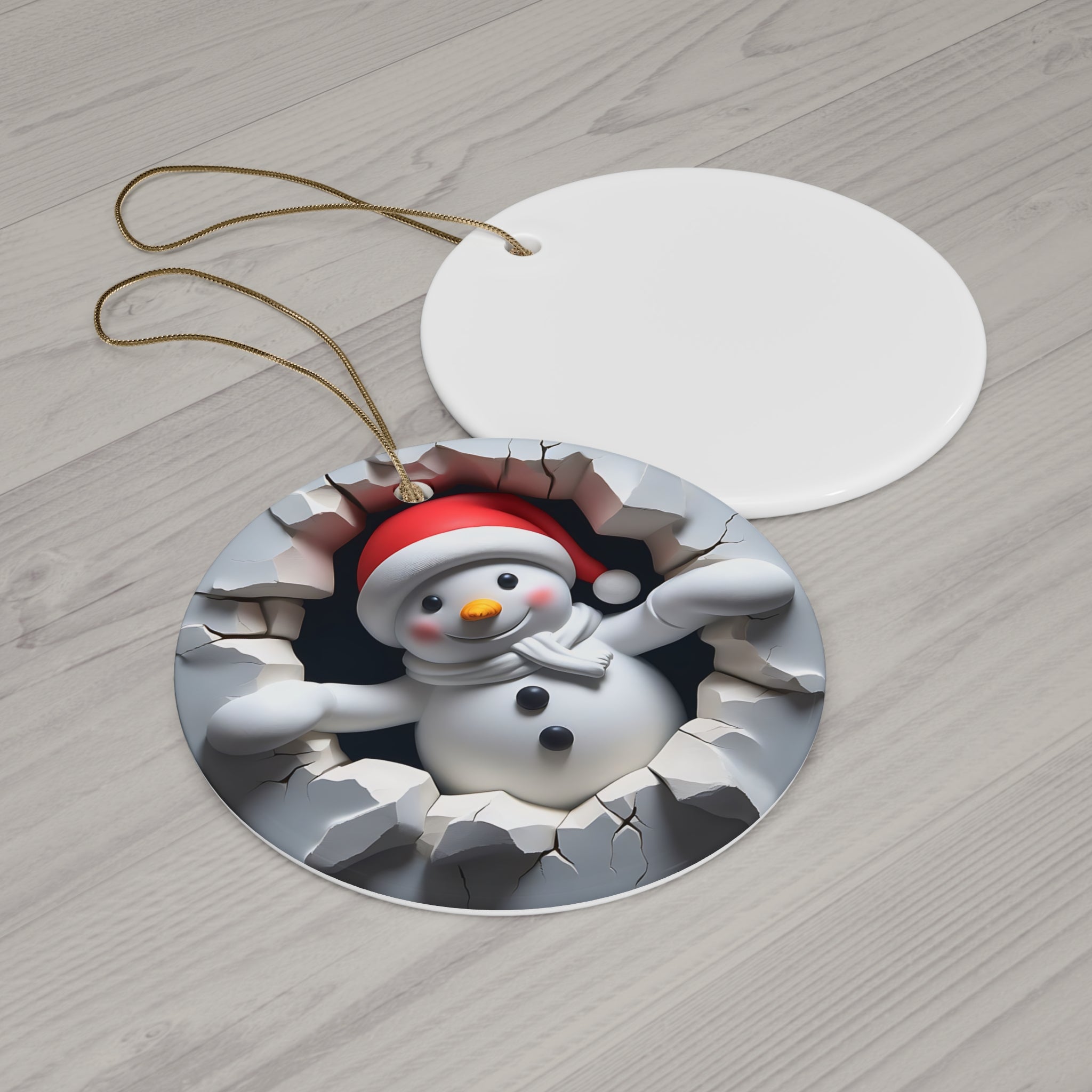 Snowman Burst Ceramic Ornament