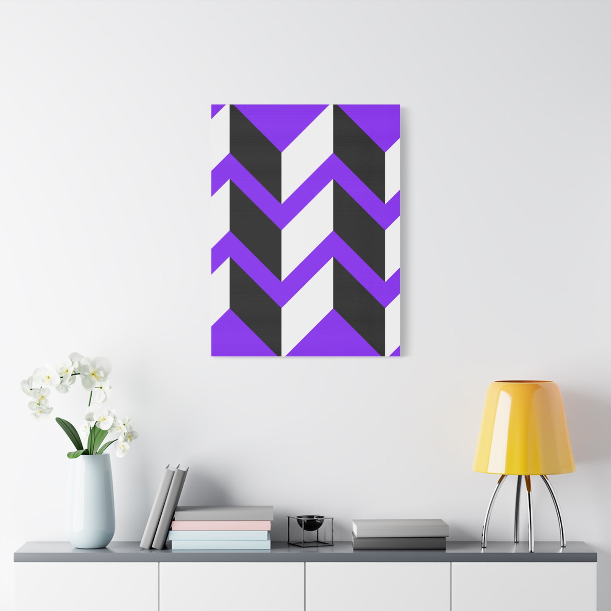 Purple Geometric Wave Canvas Art