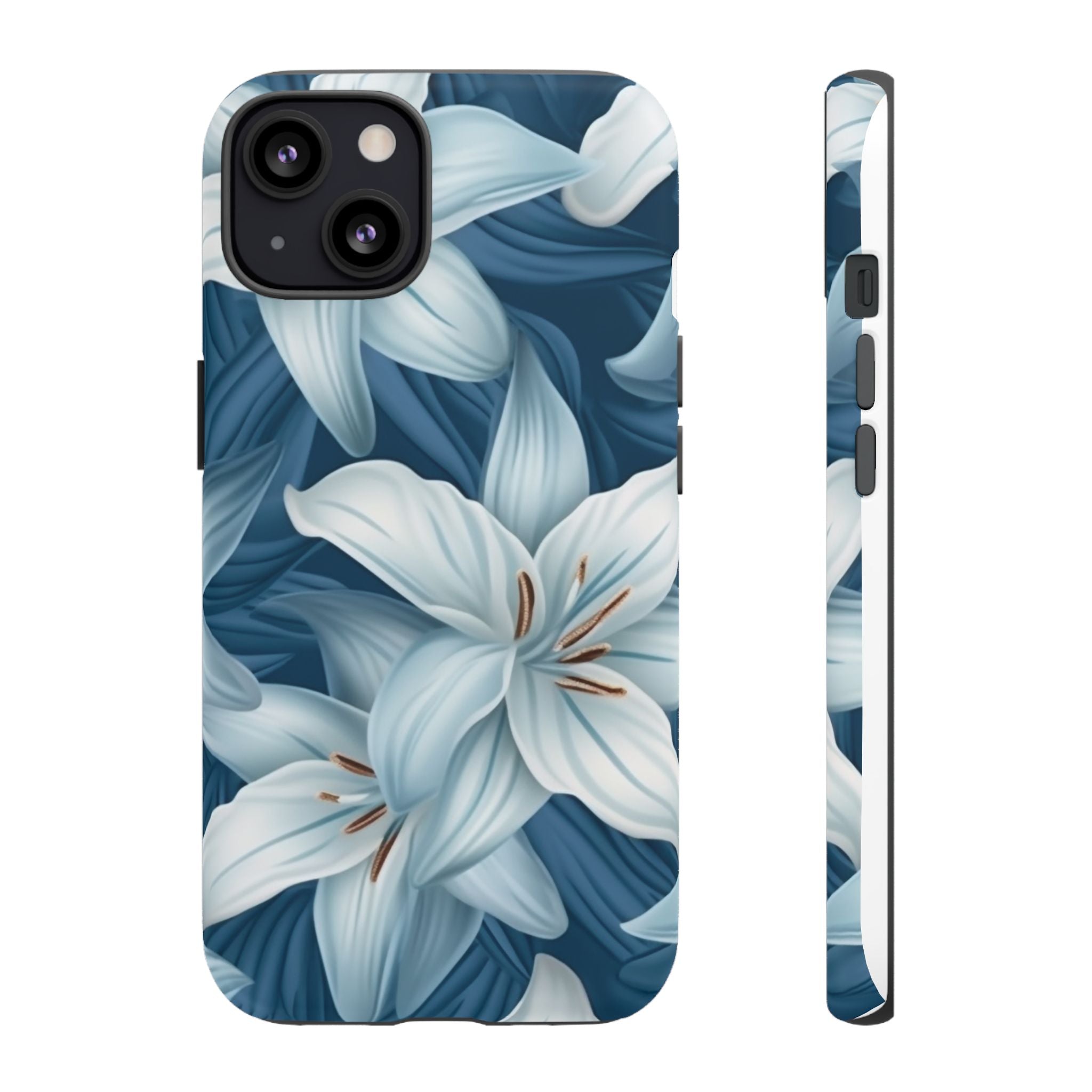 Pastel Blue Lily iPhone Case - Hexagon Stone