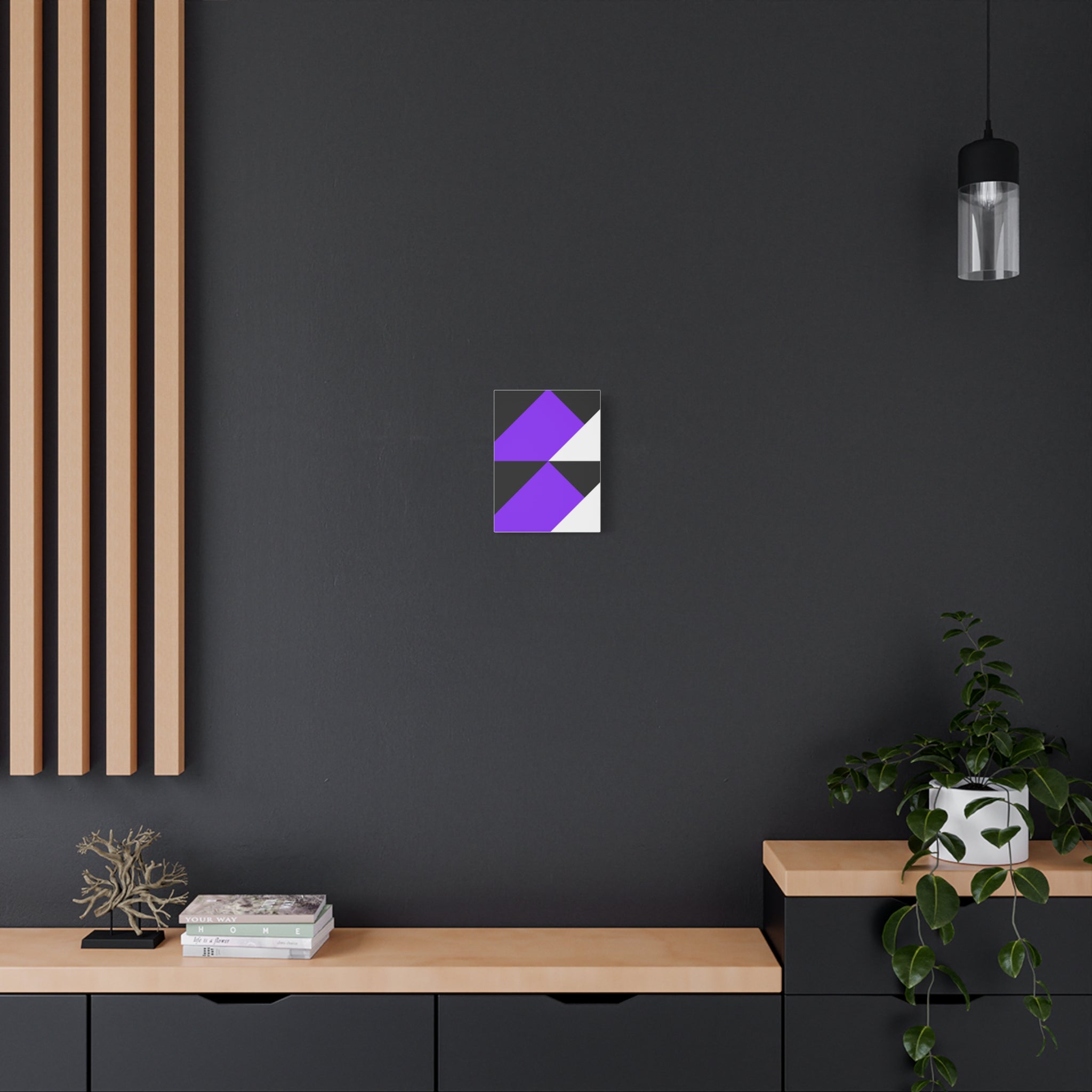 Geometric Purple Triangle Canvas Art