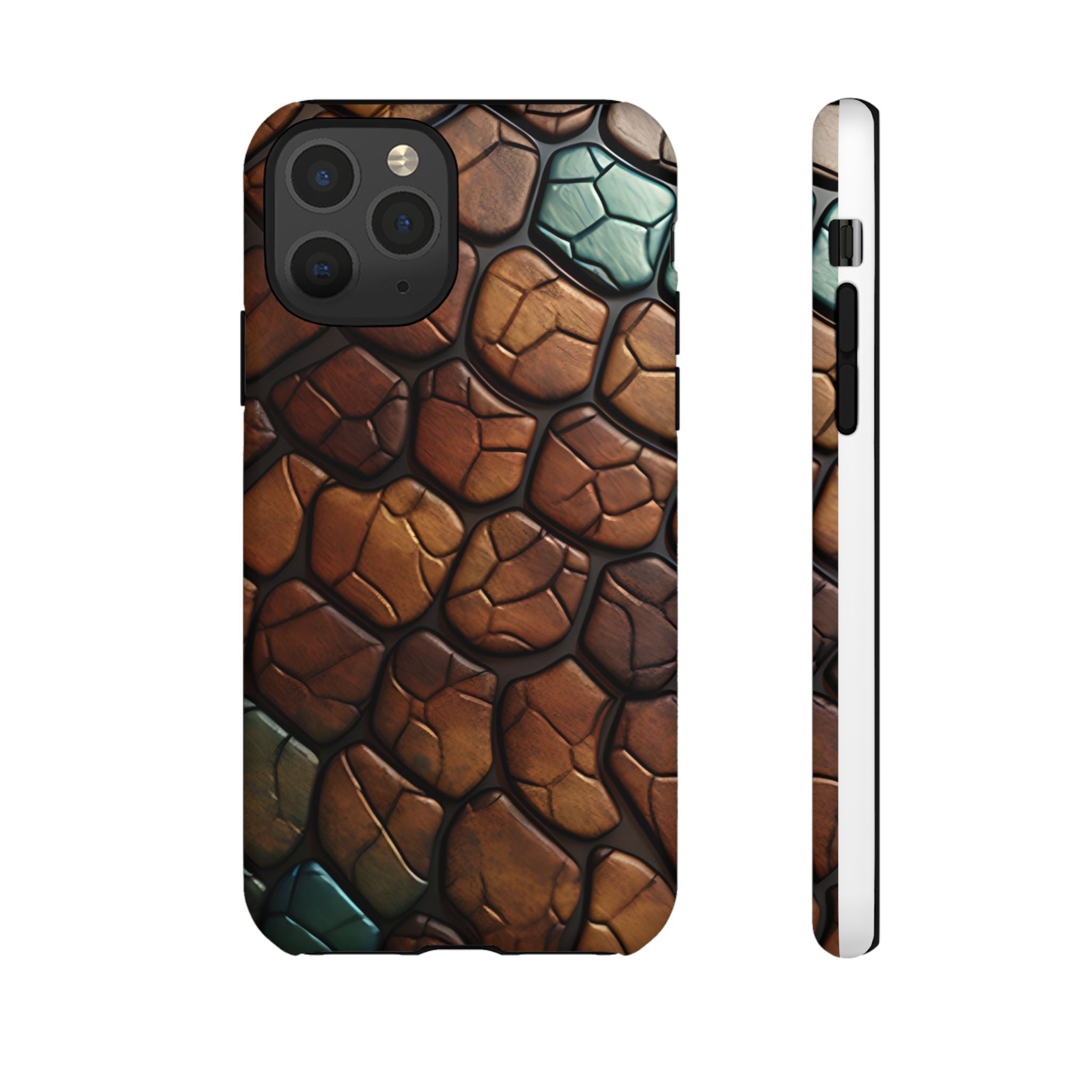 Mosaic Reptile iPhone Case - Teal & Brown