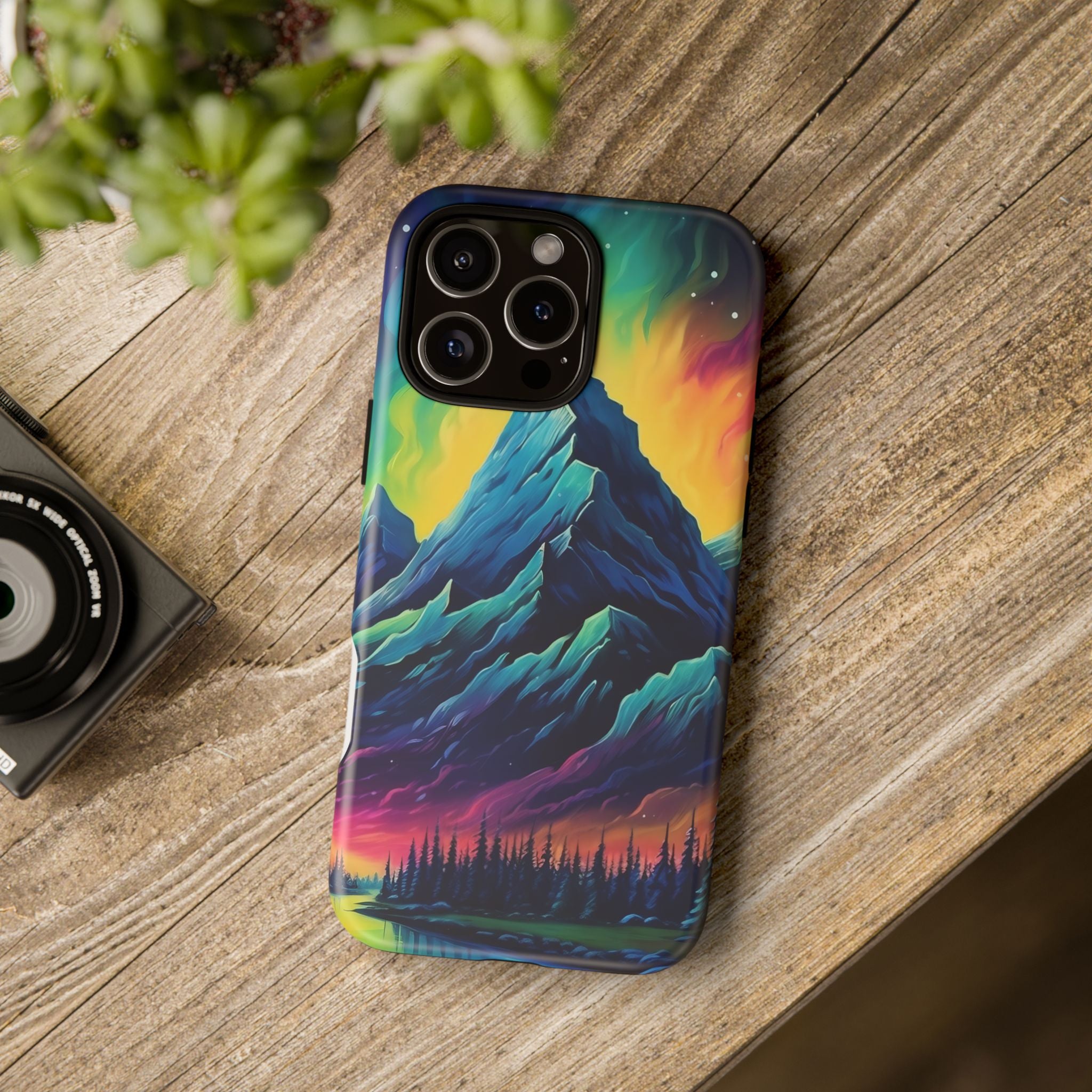 Aurora Mountain Hexagon iPhone Case