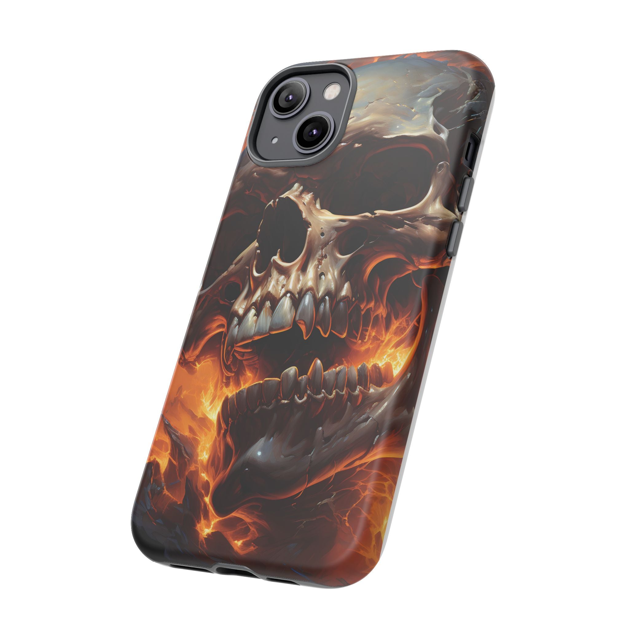 Fiery Skull Hexagon iPhone Case - Rugged