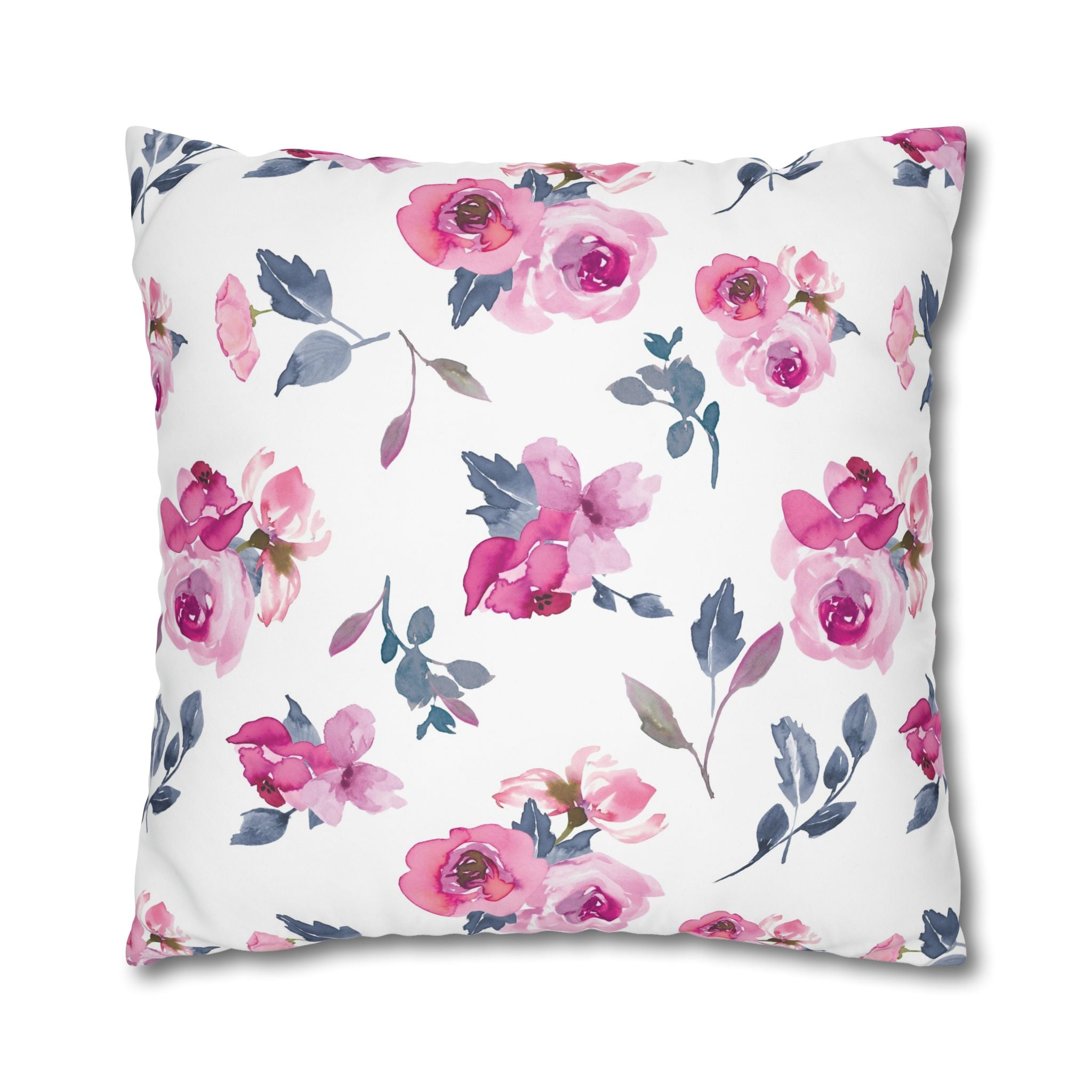 Pink Rose Watercolor Pillowcase