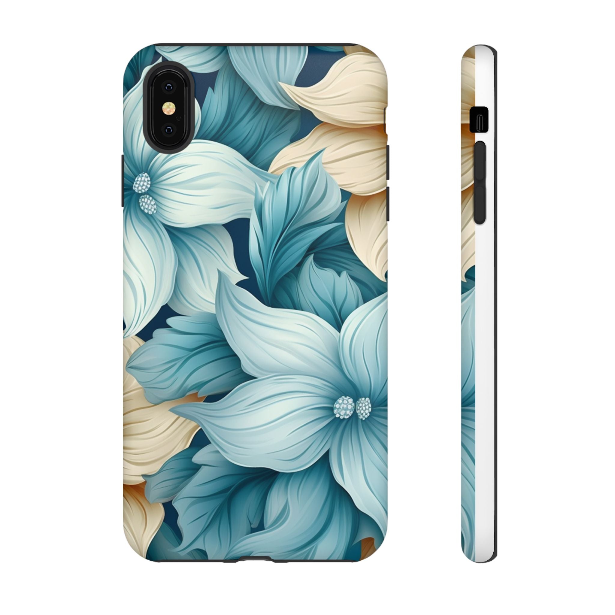 Teal Floral Hexagon iPhone Case - Rugged