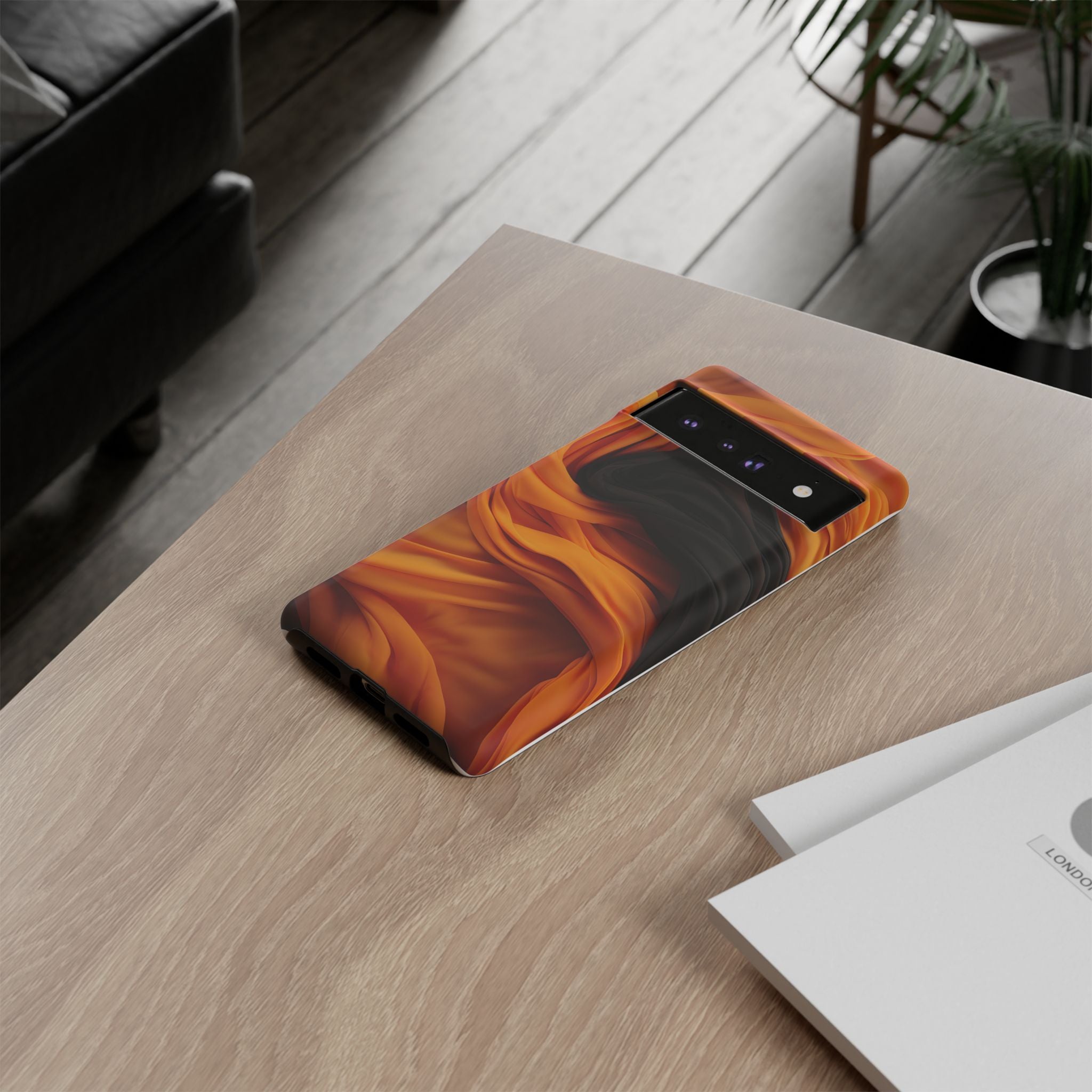 Abstract Orange & Gray Google Pixel Case (All Models)