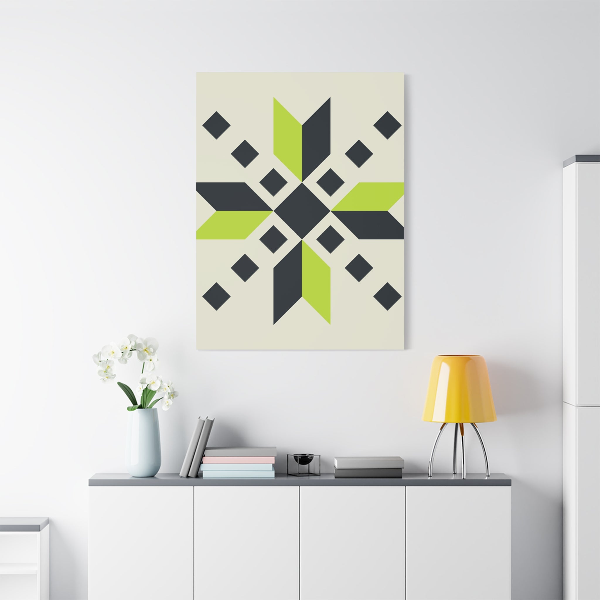 Geometric Green Starburst Canvas Art