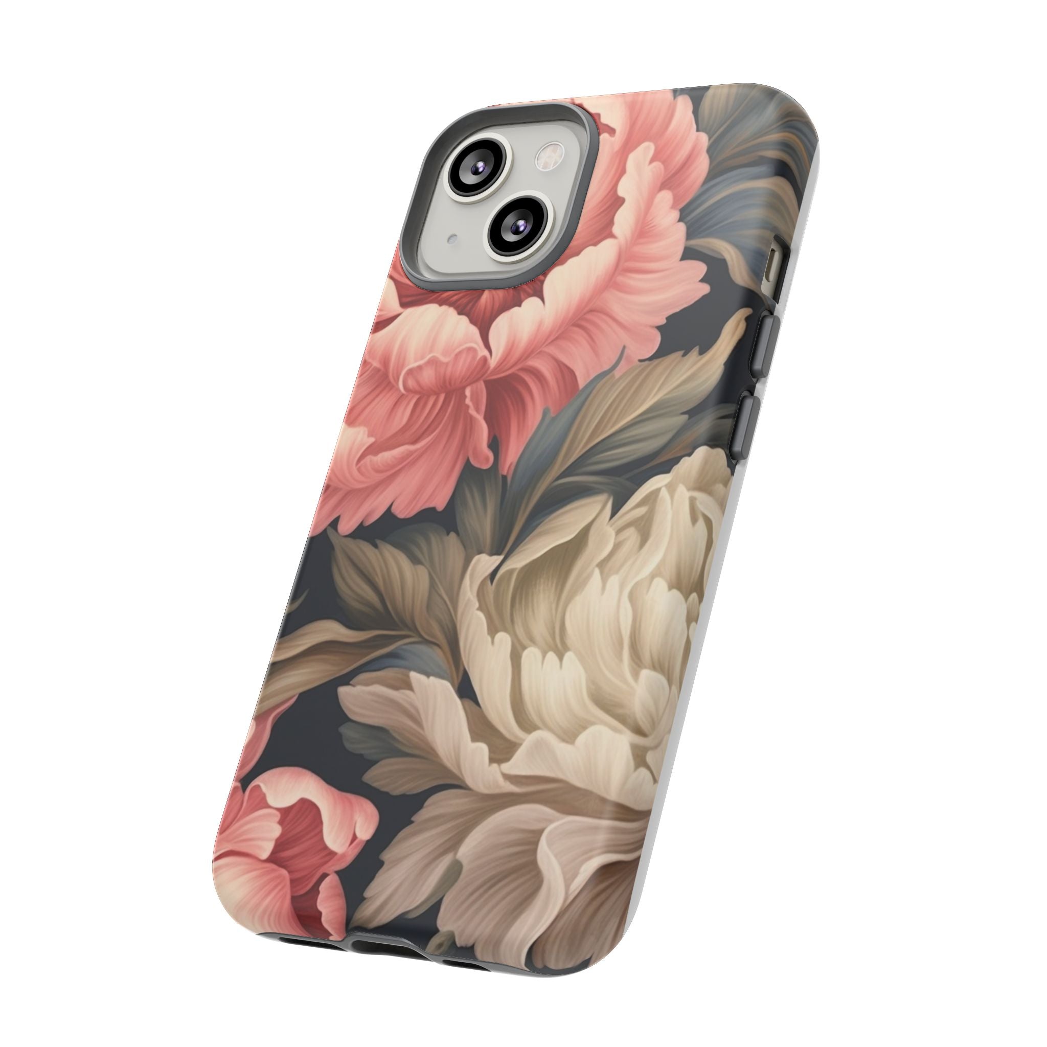 Blush Peony Floral iPhone Case - Hexagon Stone