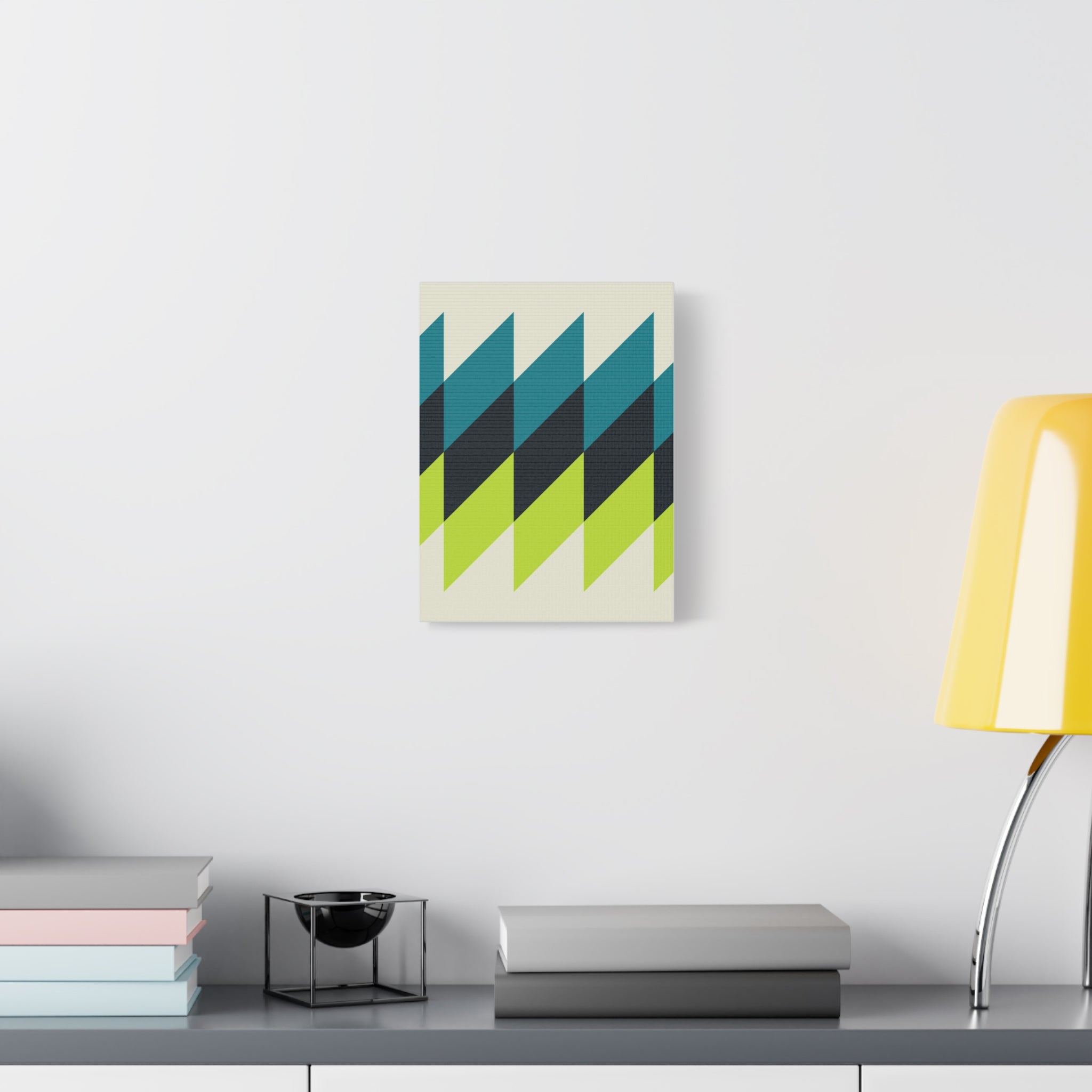 Geometric Teal & Lime Green Canvas Art