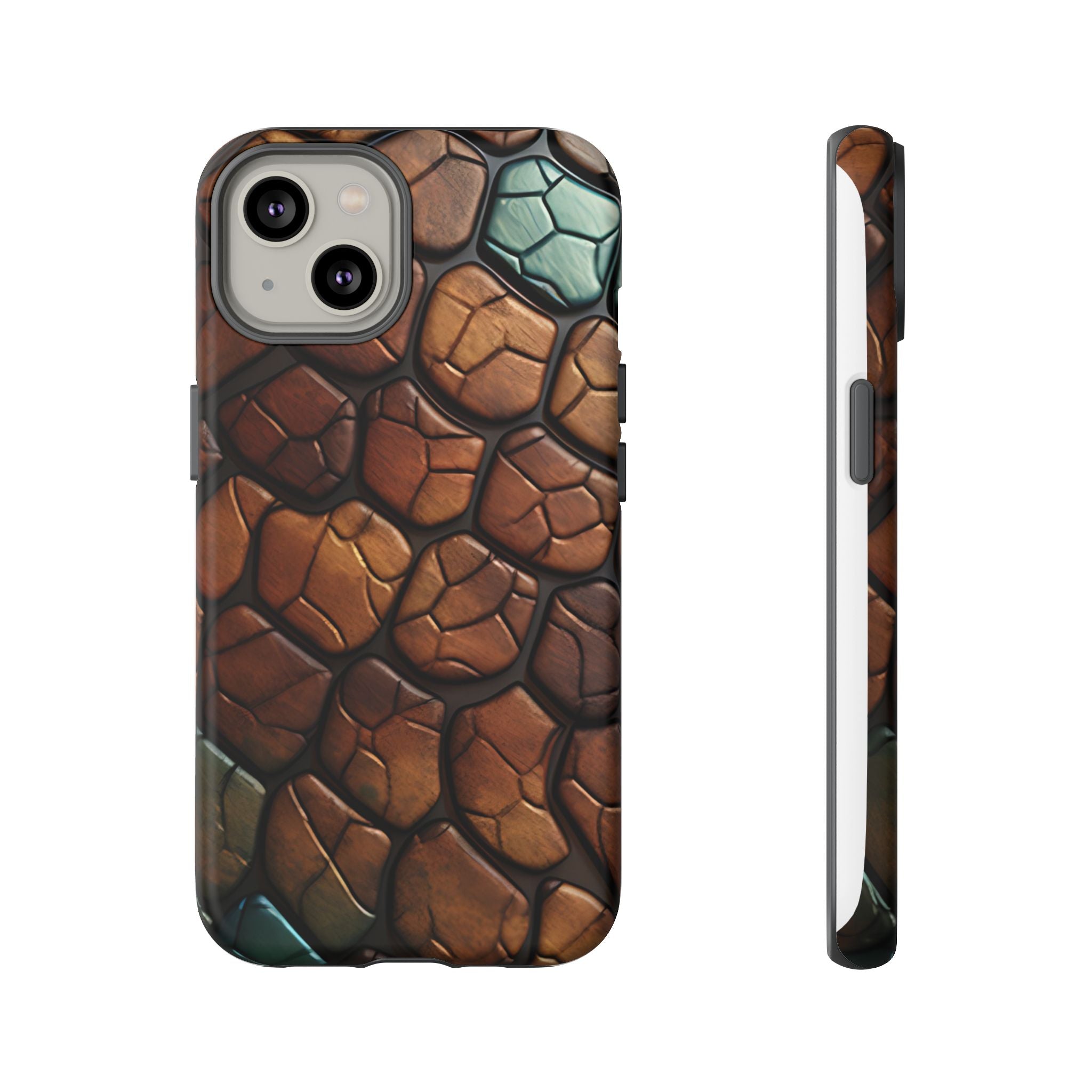 Mosaic Reptile iPhone Case - Teal & Brown