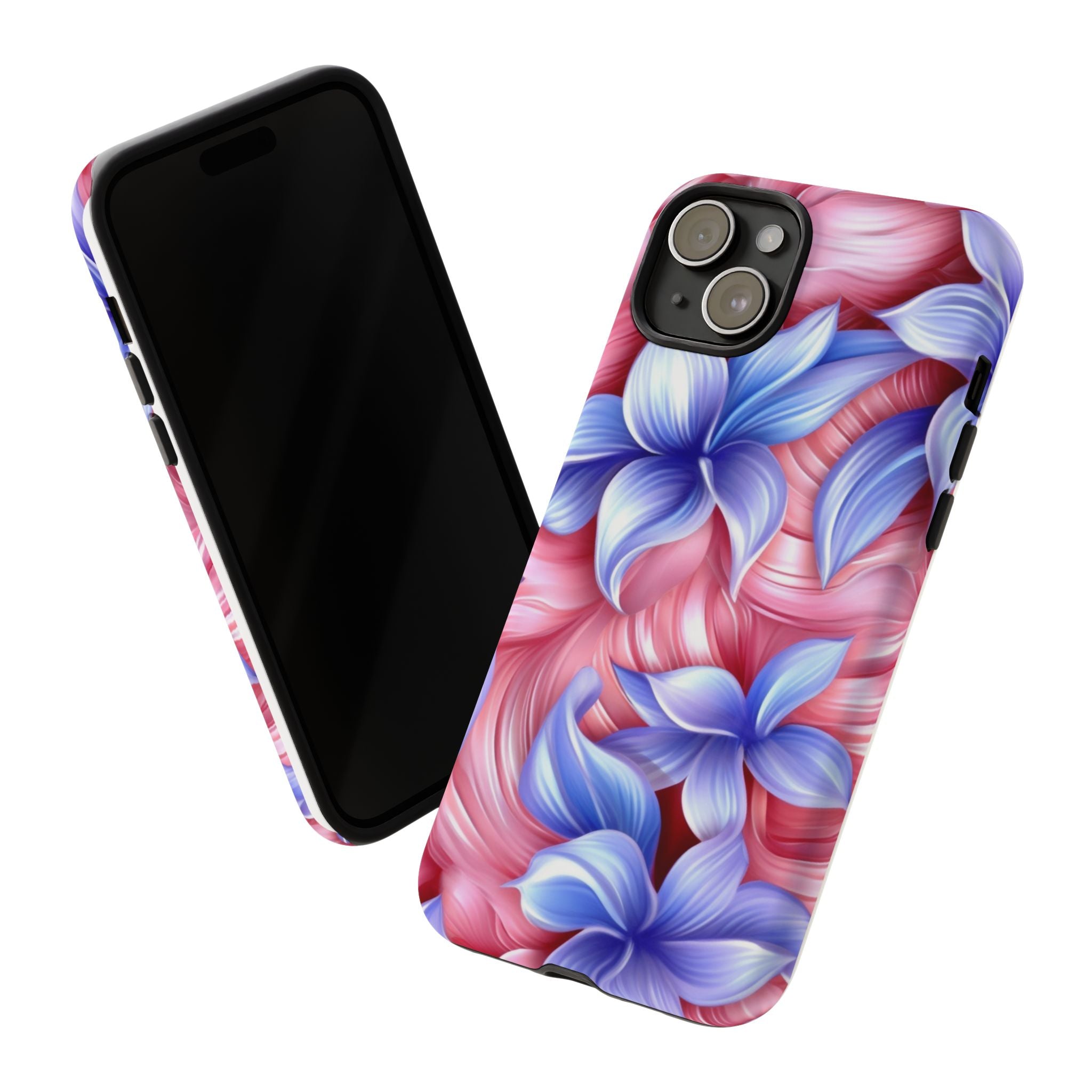 Dreamy Pink & Blue Floral iPhone Case - Hexagon Stone