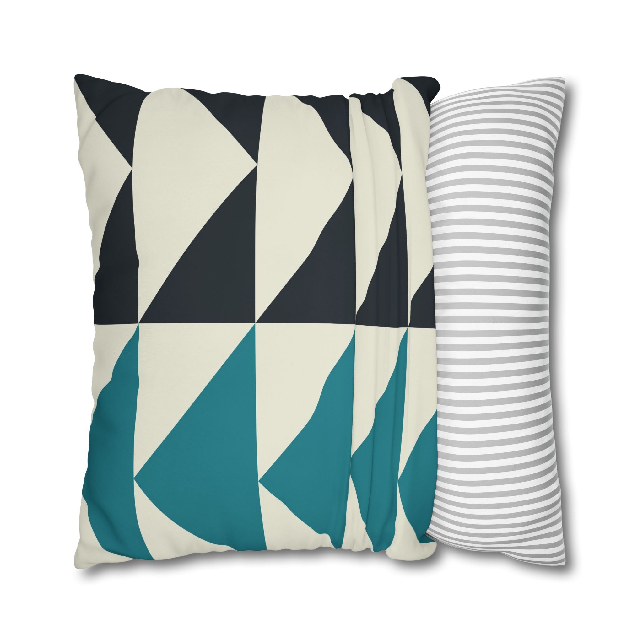 Geometric Teal & Charcoal Triangle Pillowcase