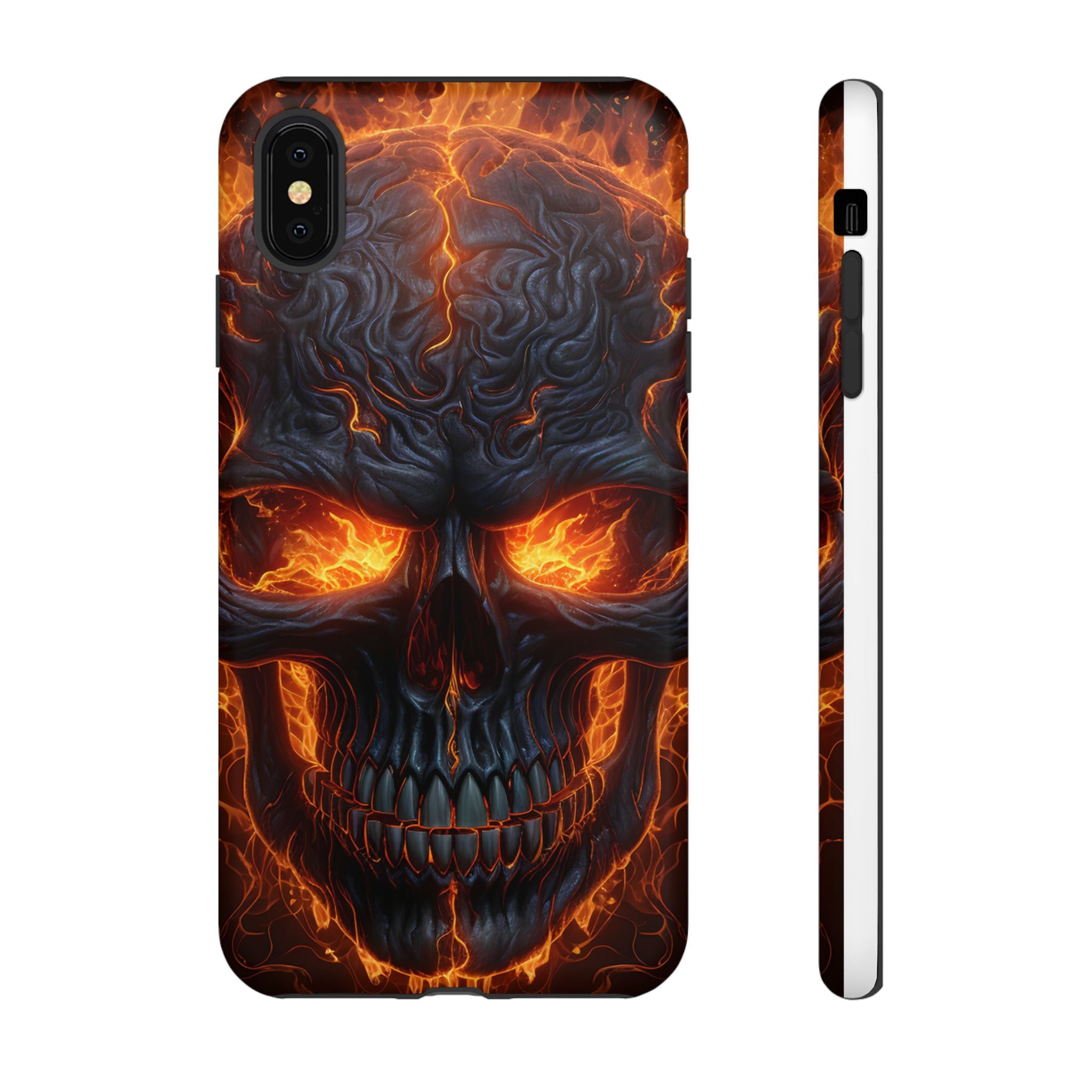 Fiery Skull Hexagon iPhone Case - Rugged Texture