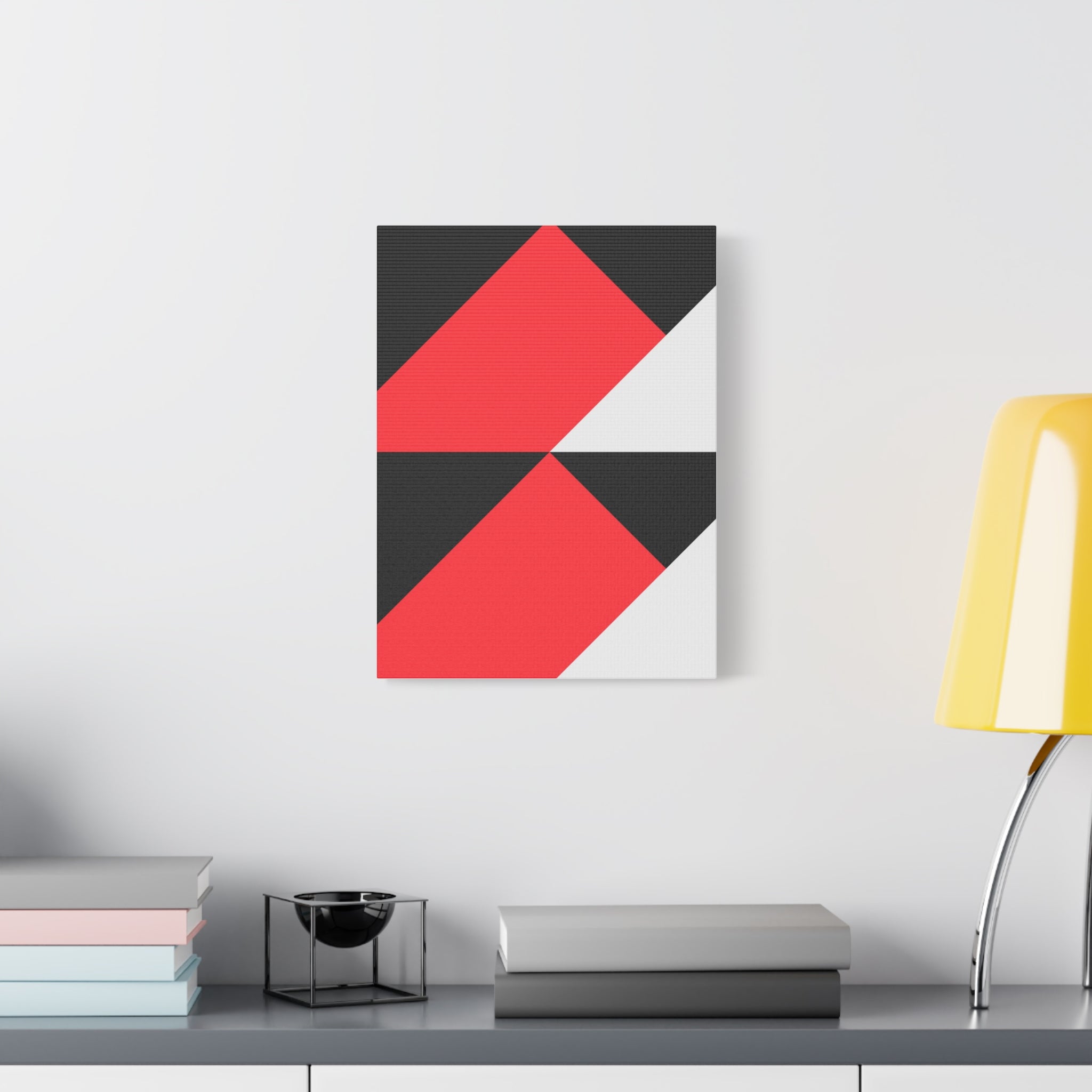 Geometric Red & Gray Canvas Art