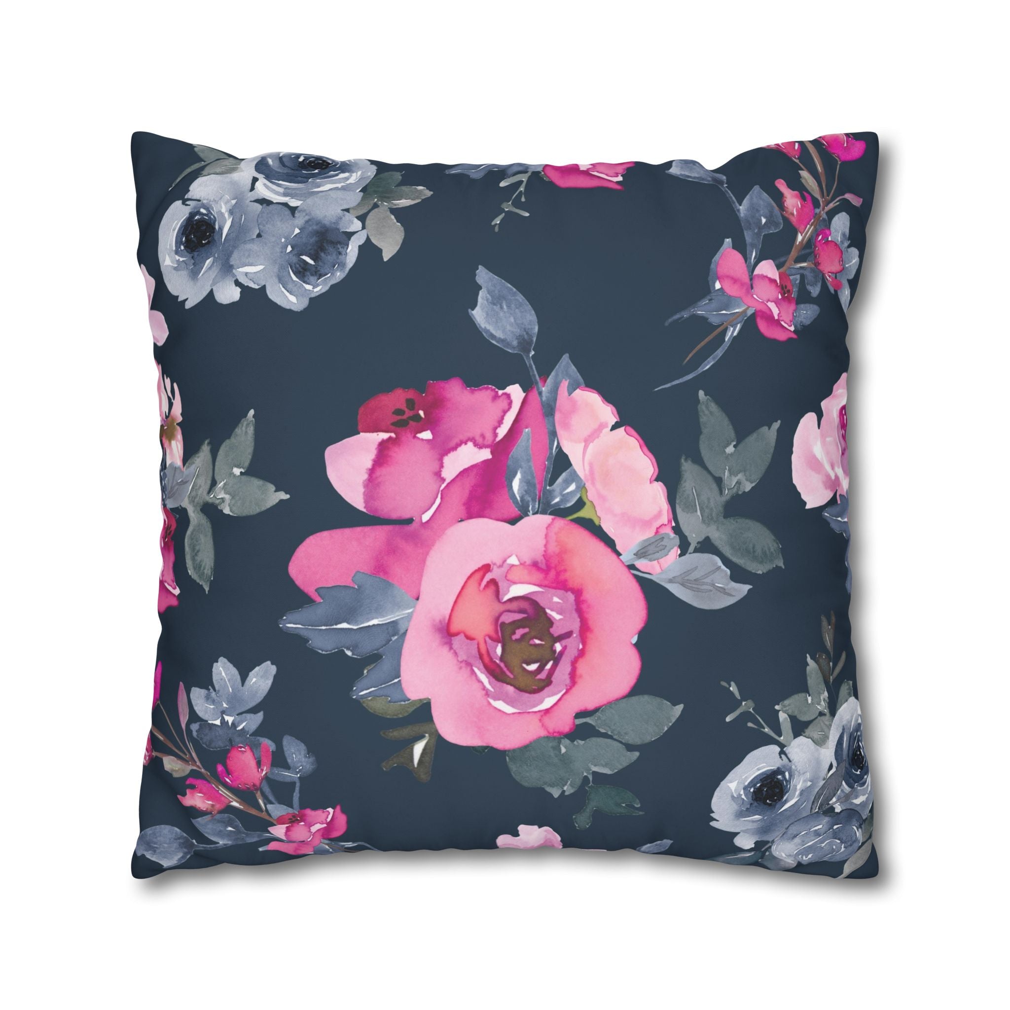 Teal Watercolor Floral Pillowcase