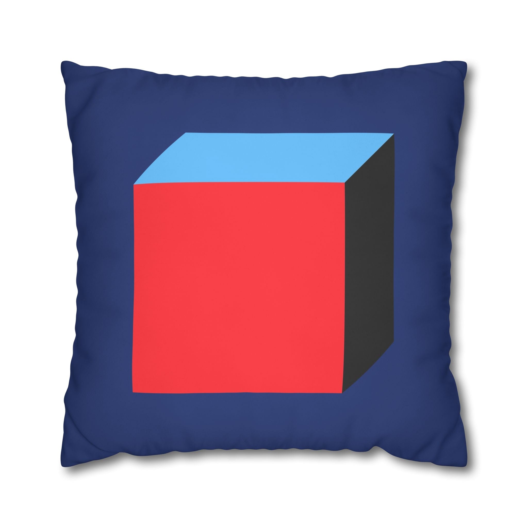 Geometric Cube Pillowcase - Red & Blue