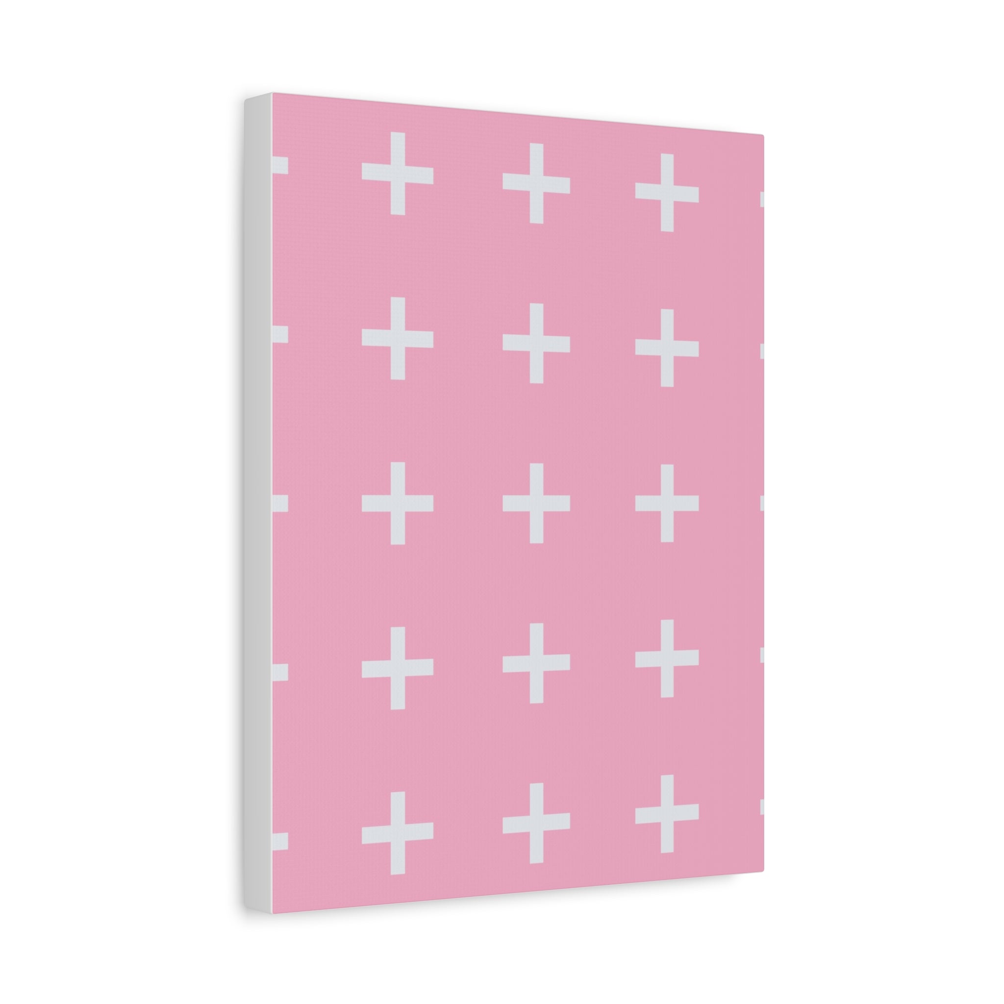 Pink Plus Sign Grid - Matte Canvas Art