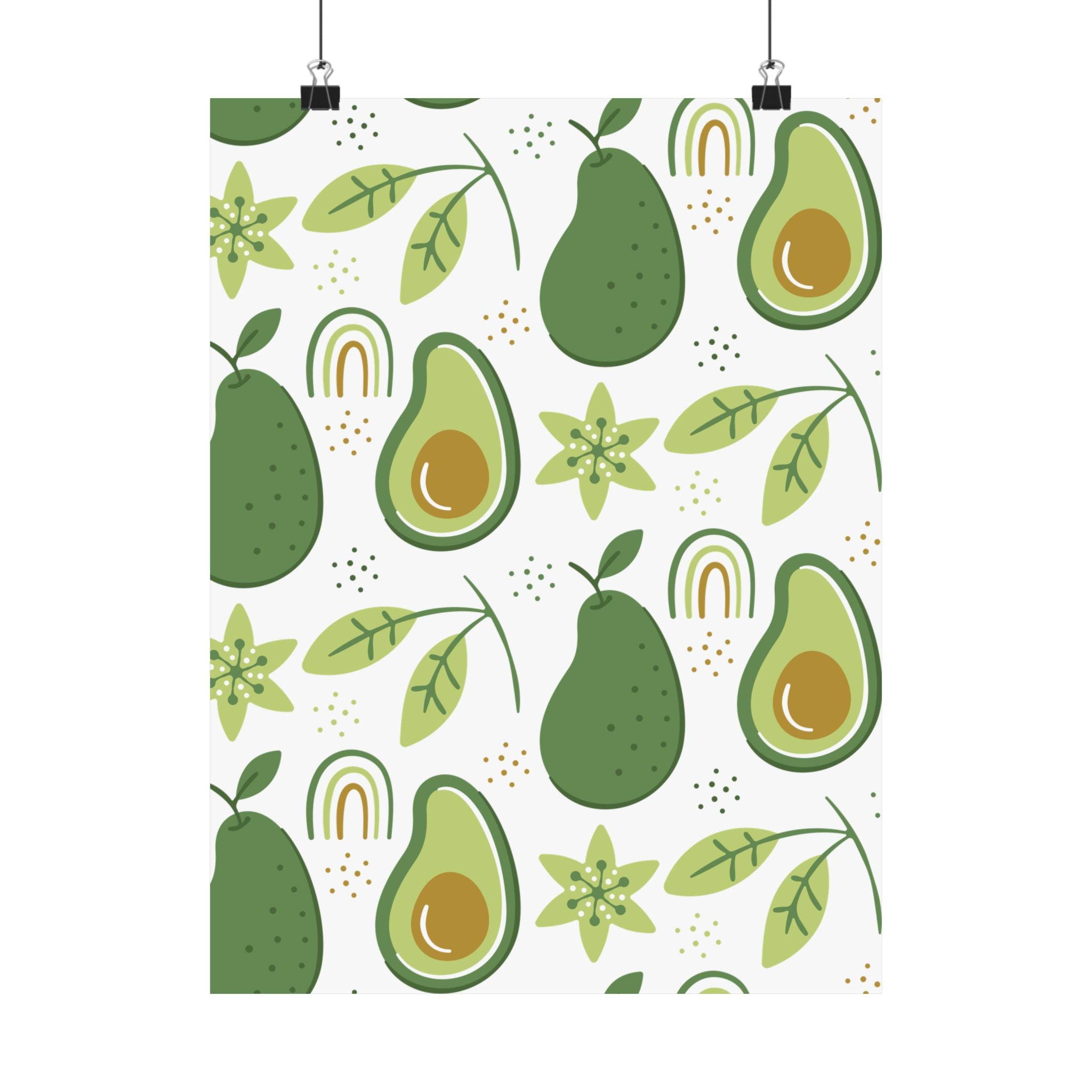 Avocado Floral Pattern Vertical Poster