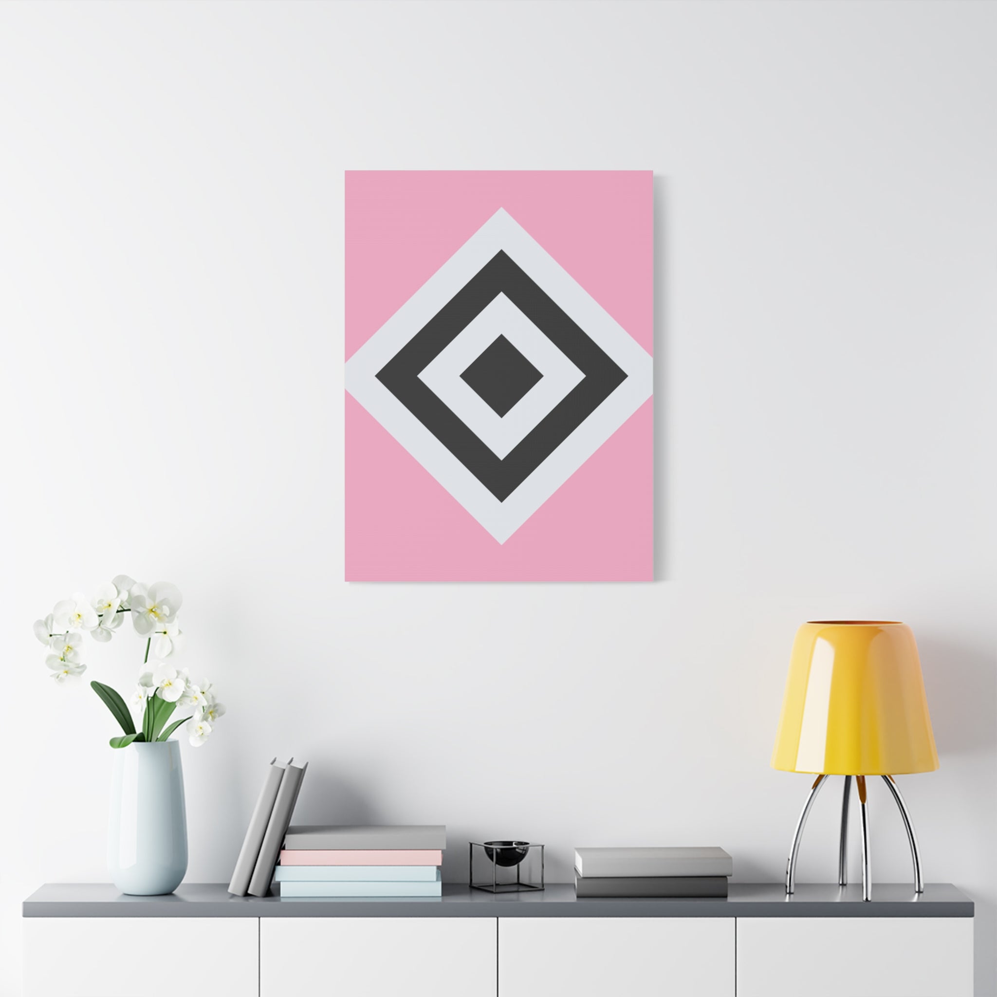 Geometric Diamond Art - Pink Matte Canvas