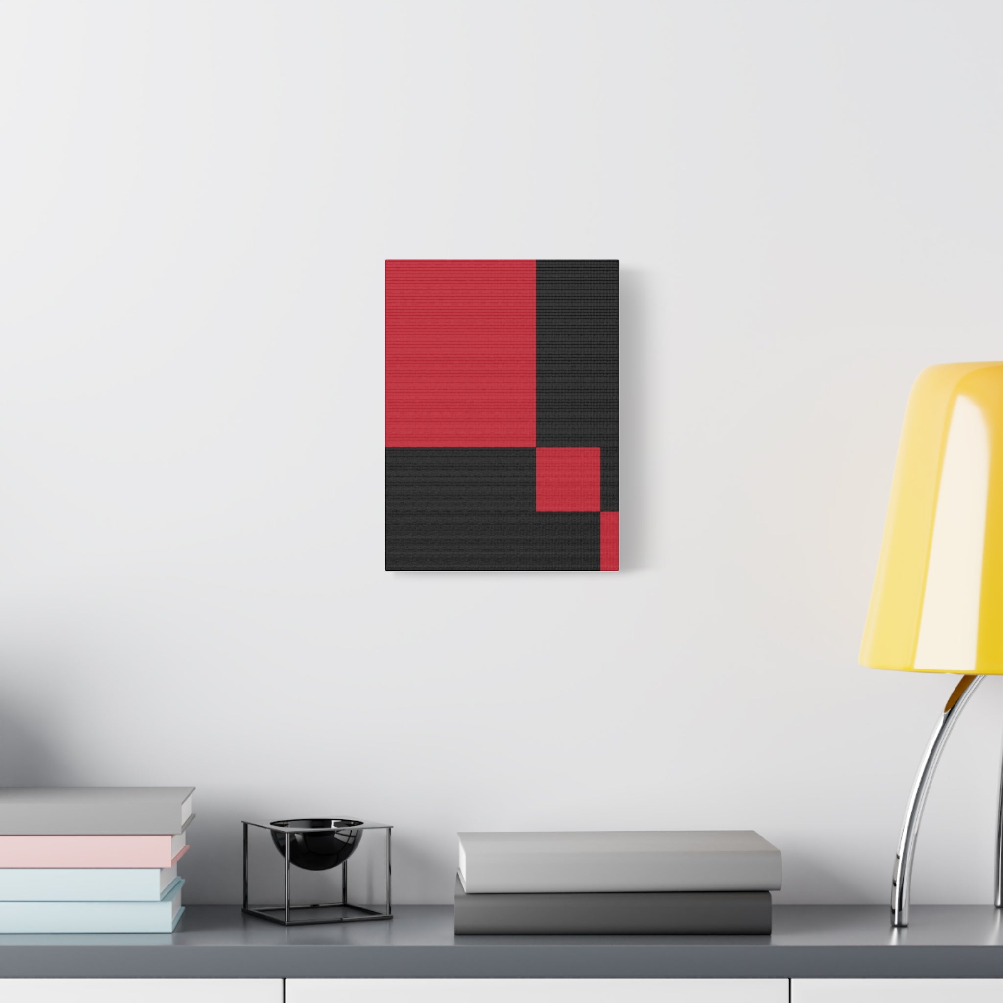 Abstract Red & Black Geometric Canvas Art