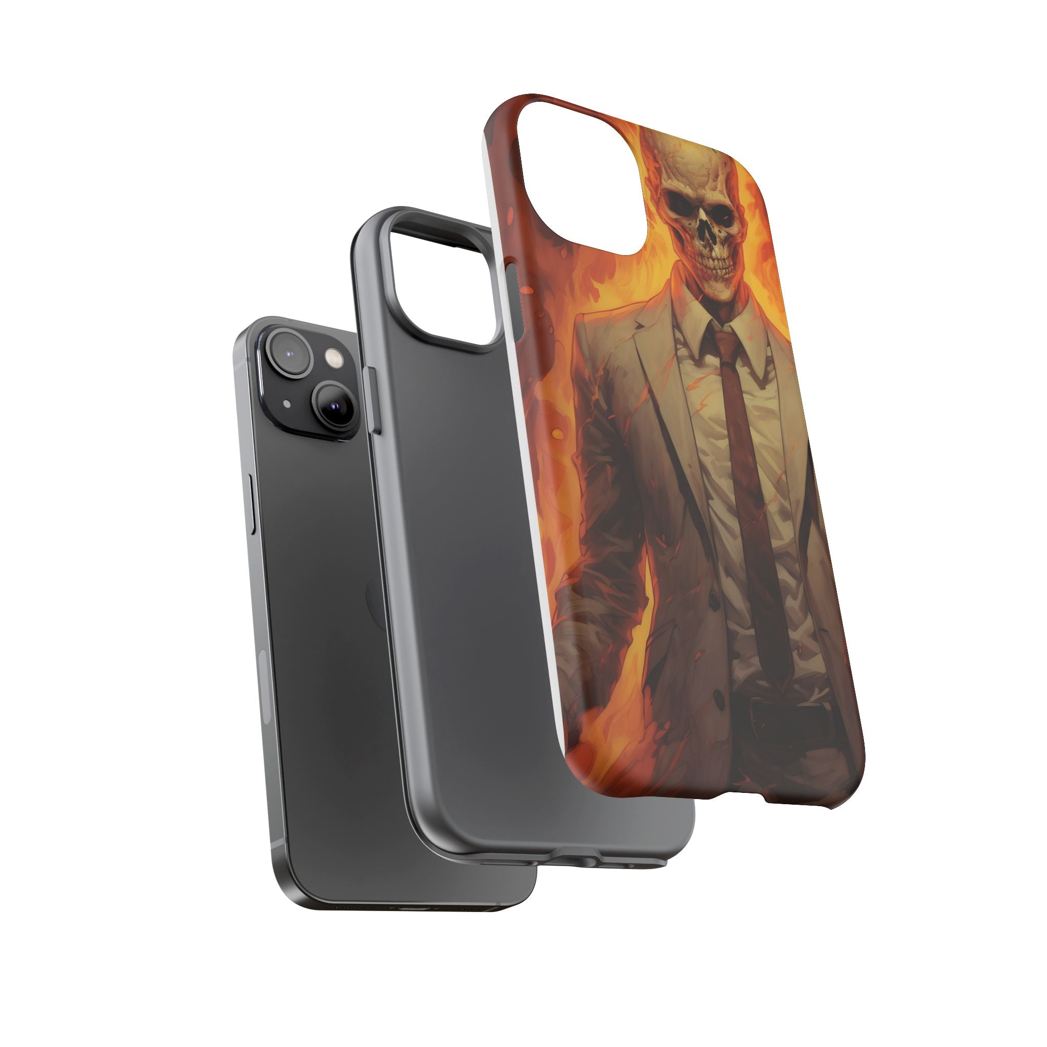 Fiery Skull Man Hexagon Stone iPhone Case