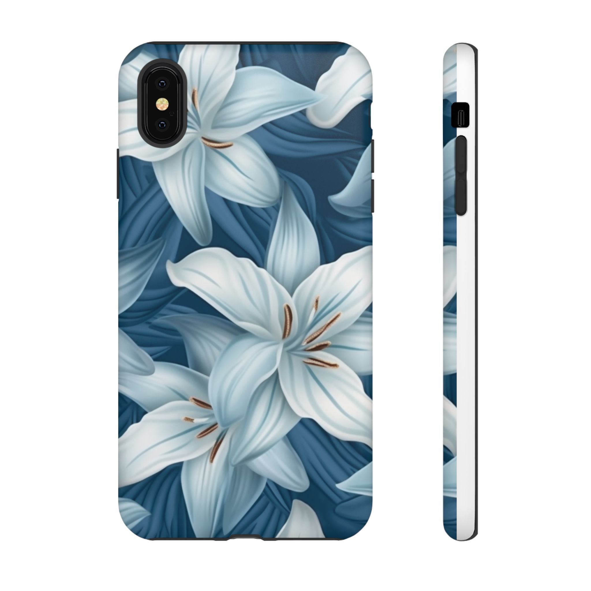 Pastel Blue Lily iPhone Case - Hexagon Stone