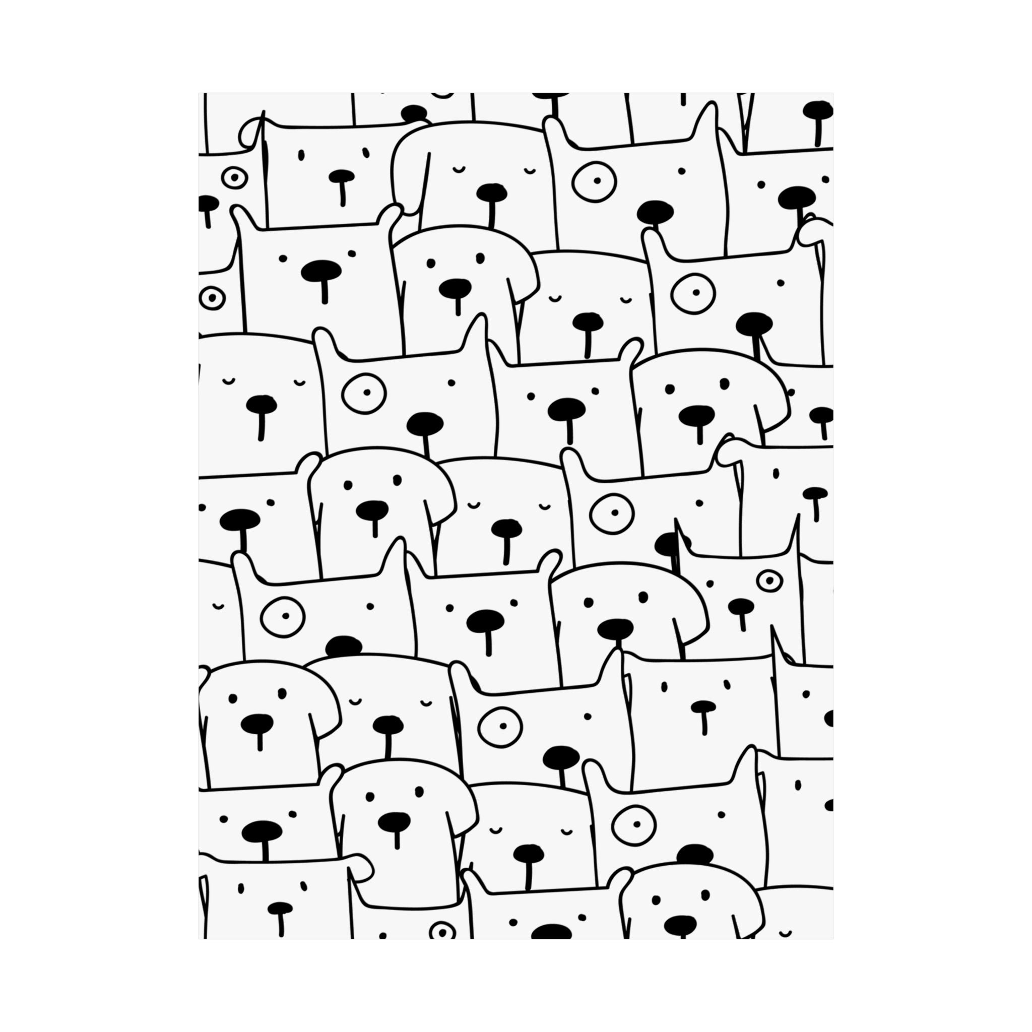 Cute Puppy Faces: Whimsical Dog Poster