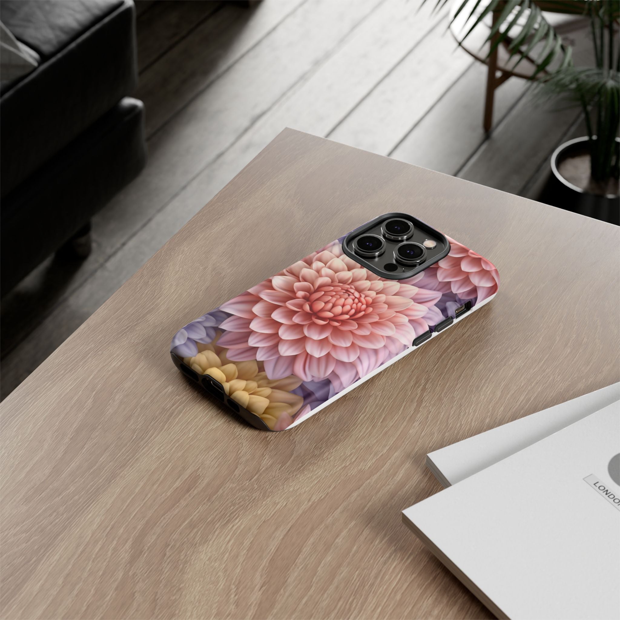 Dahlia Bloom Hexagon Stone iPhone Case