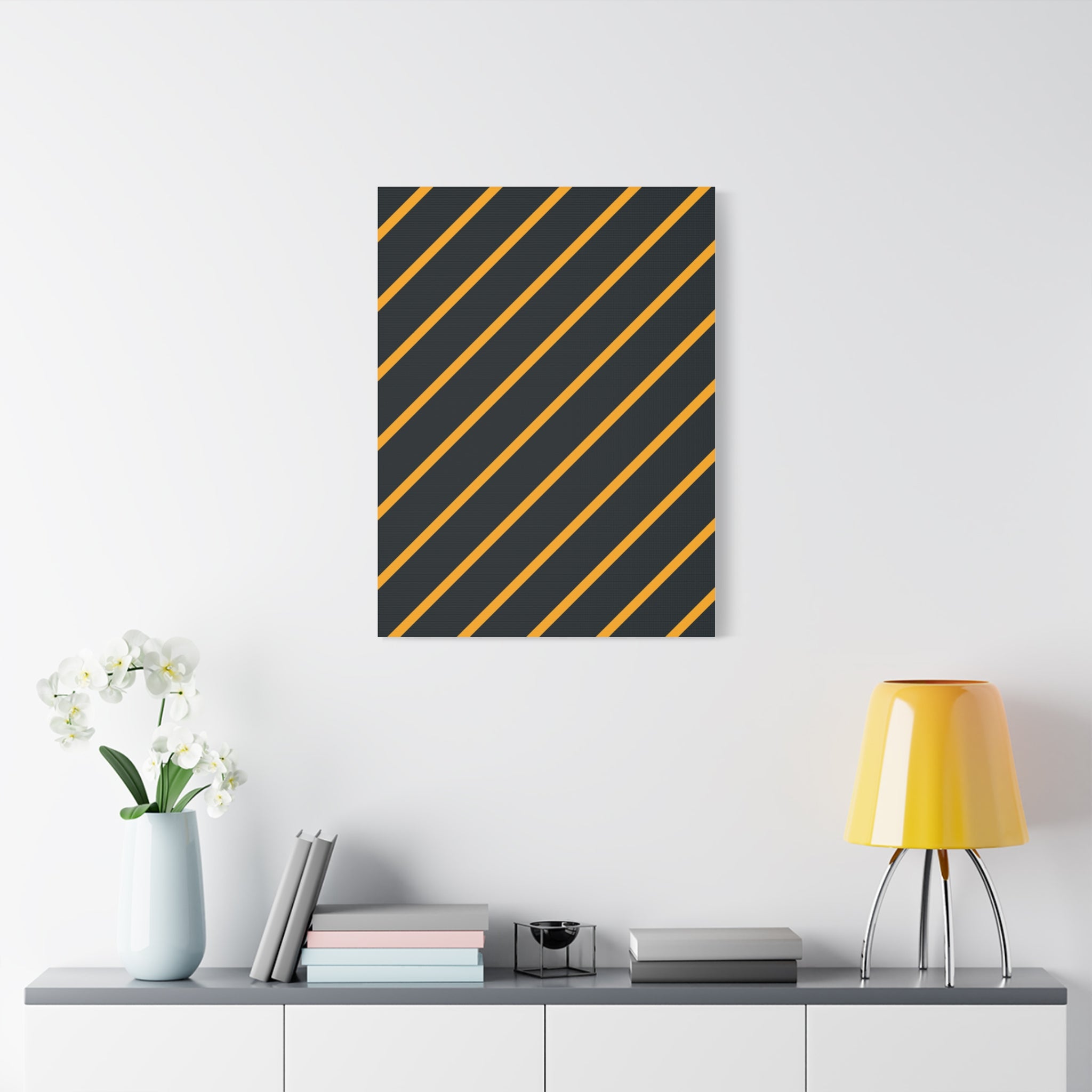 Bold Orange Diagonal Stripes Matte Canvas Art