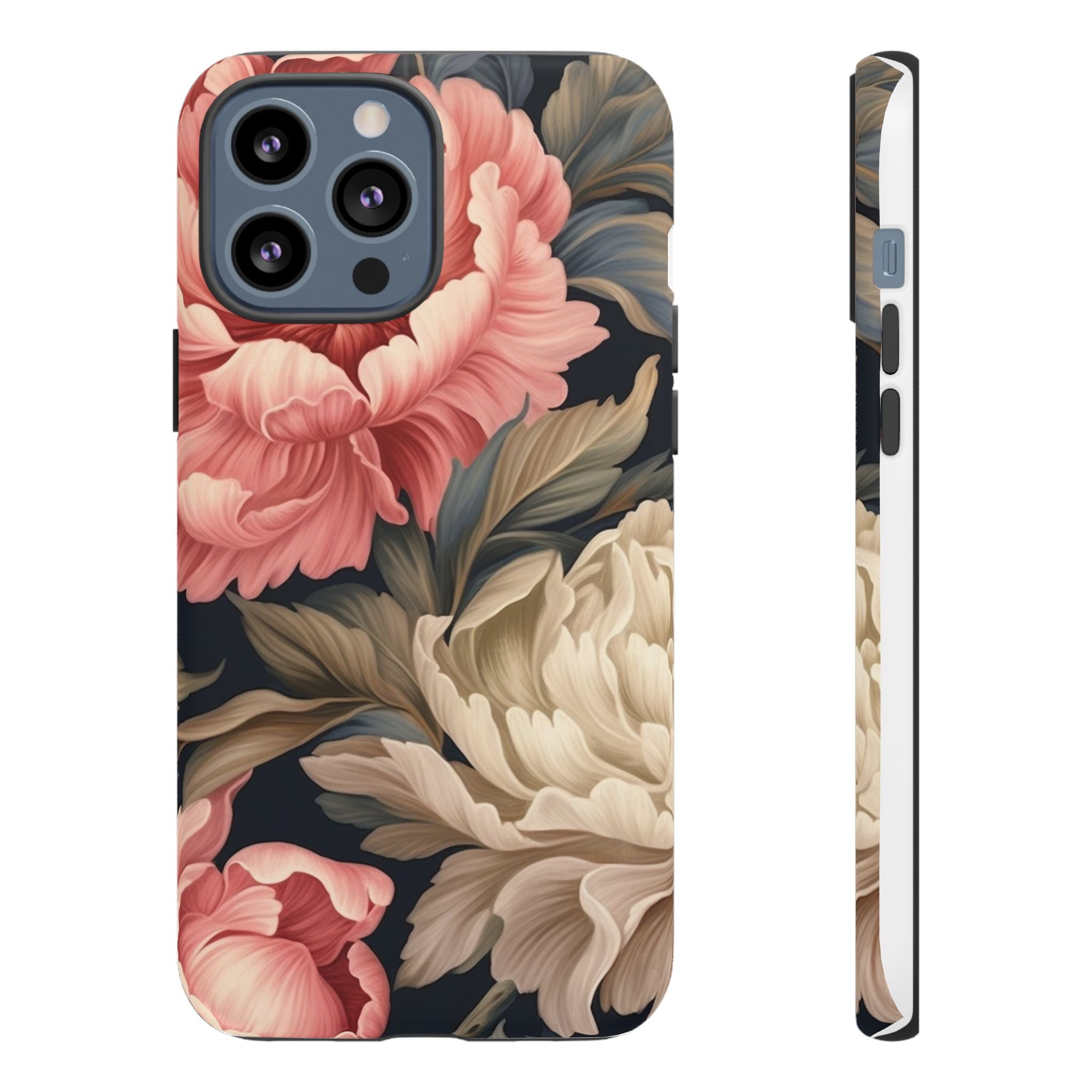 Blush Peony Floral iPhone Case - Hexagon Stone