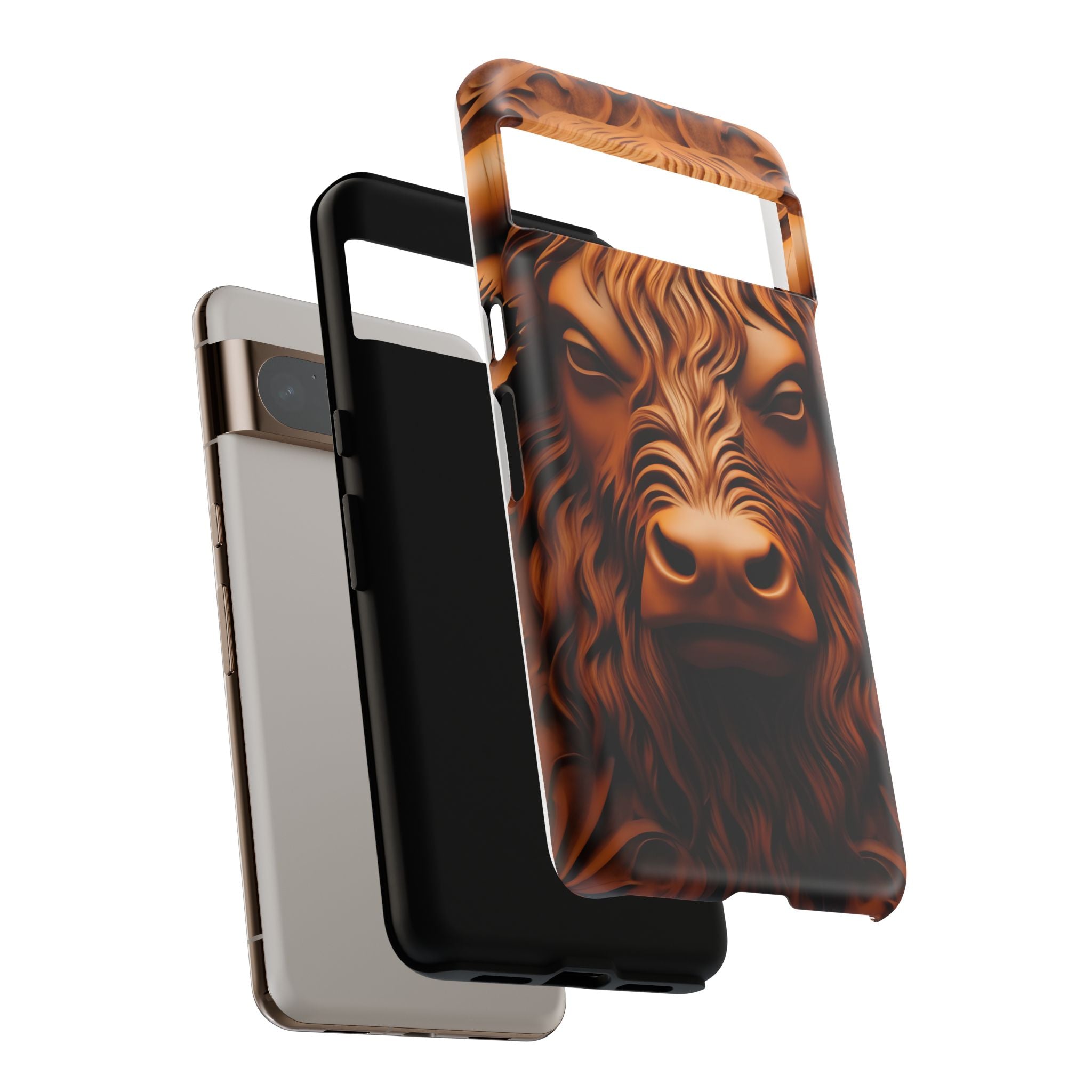 Intricate Bull Wood Carving Google Pixel Case (All Models)