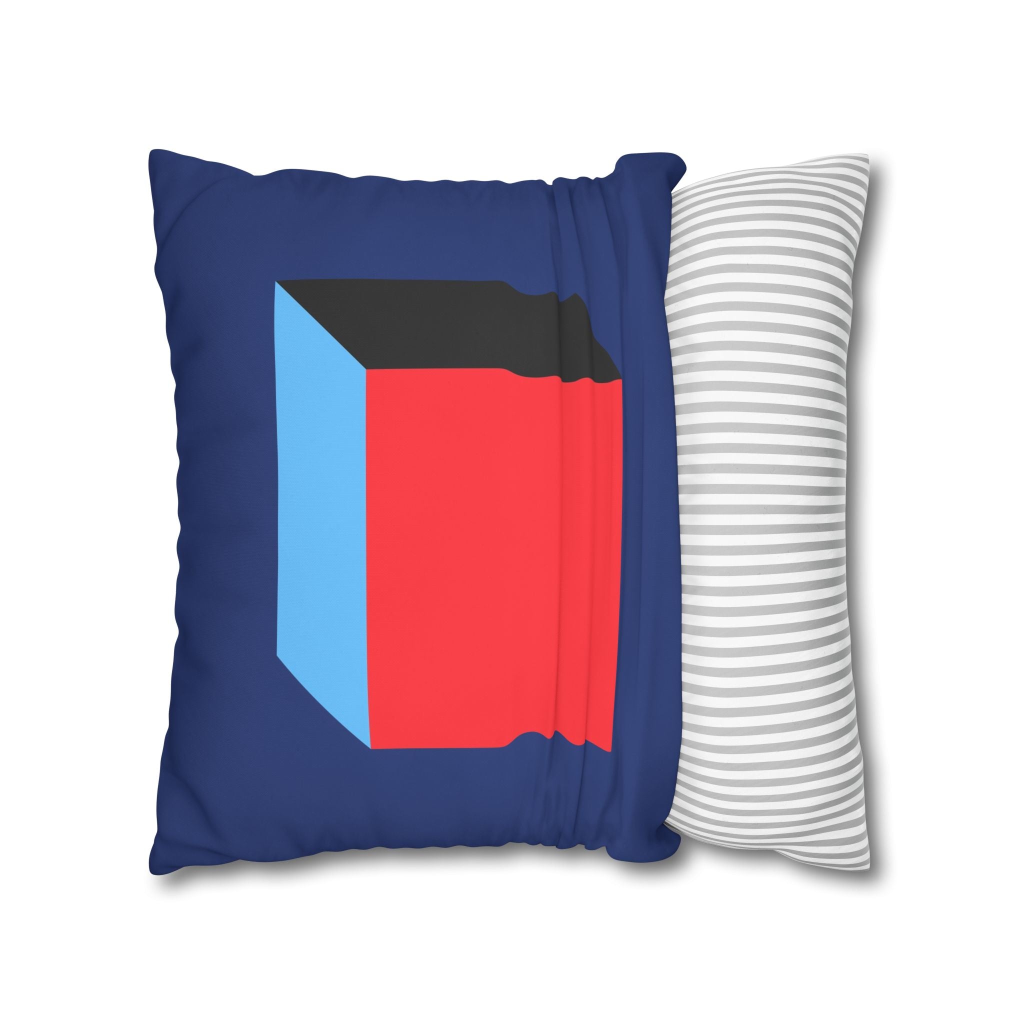 Geometric Cube Pillowcase - Red & Blue