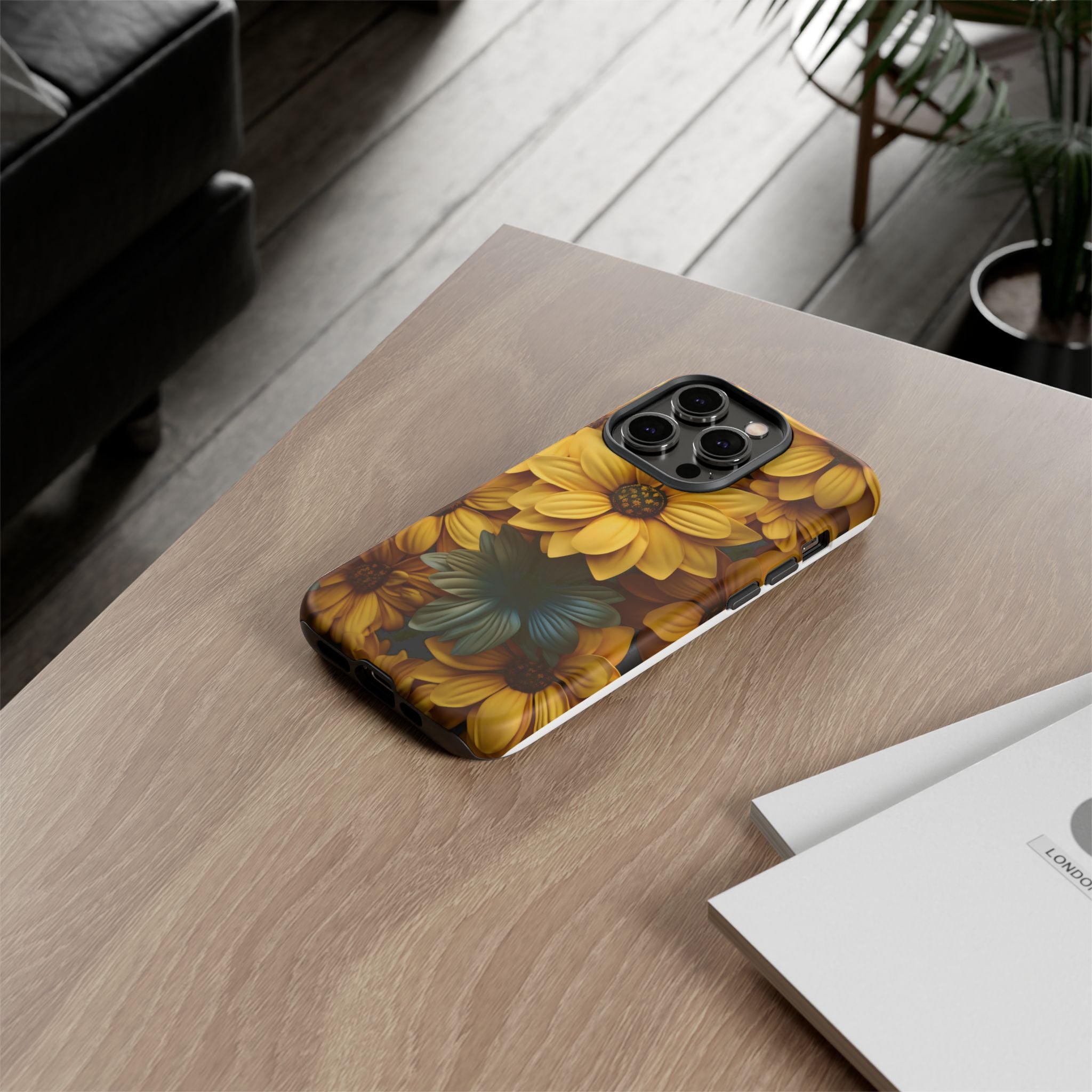 Golden Bloom Hexagon iPhone Case - Rugged Texture