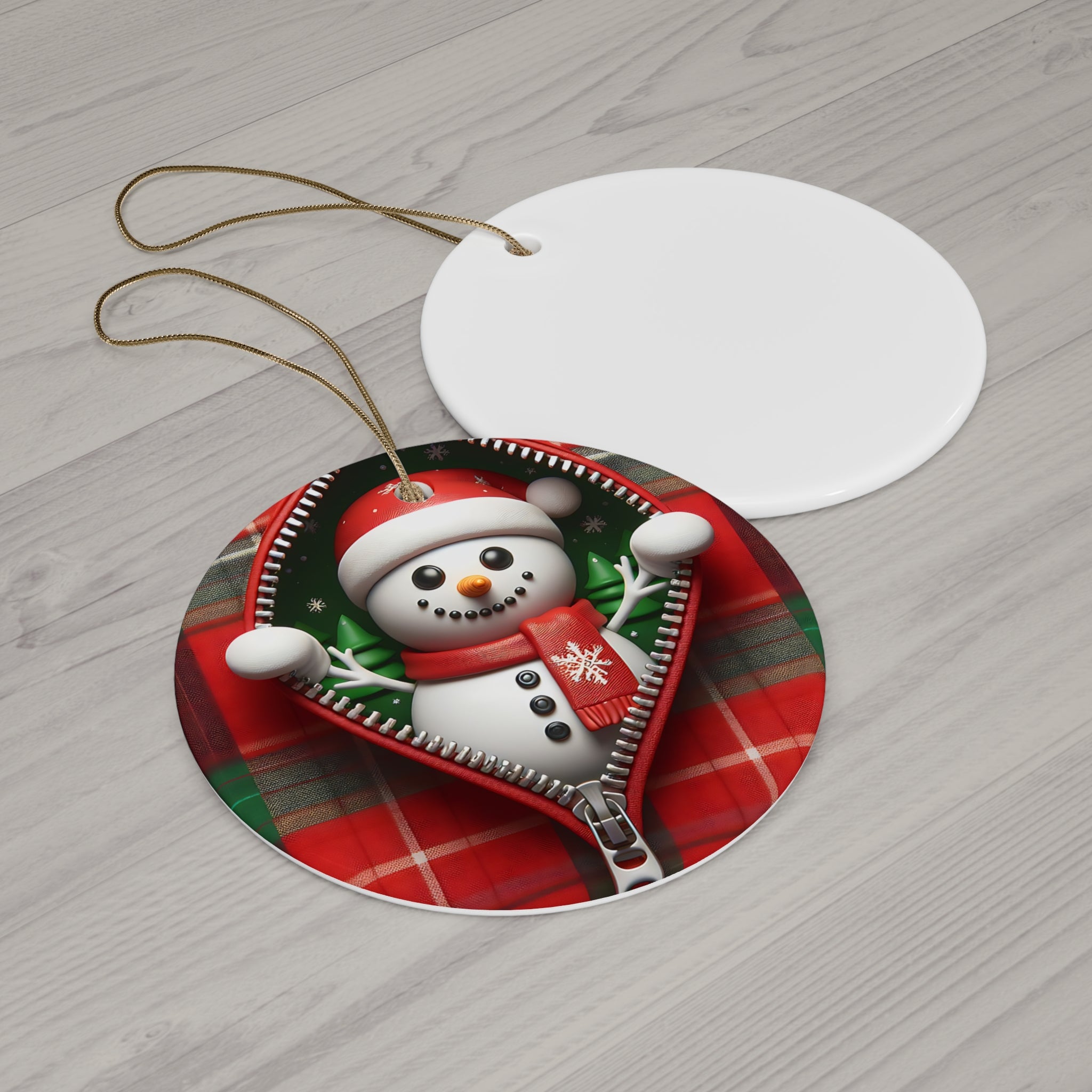 Cozy Snowman Ceramic Christmas Ornament