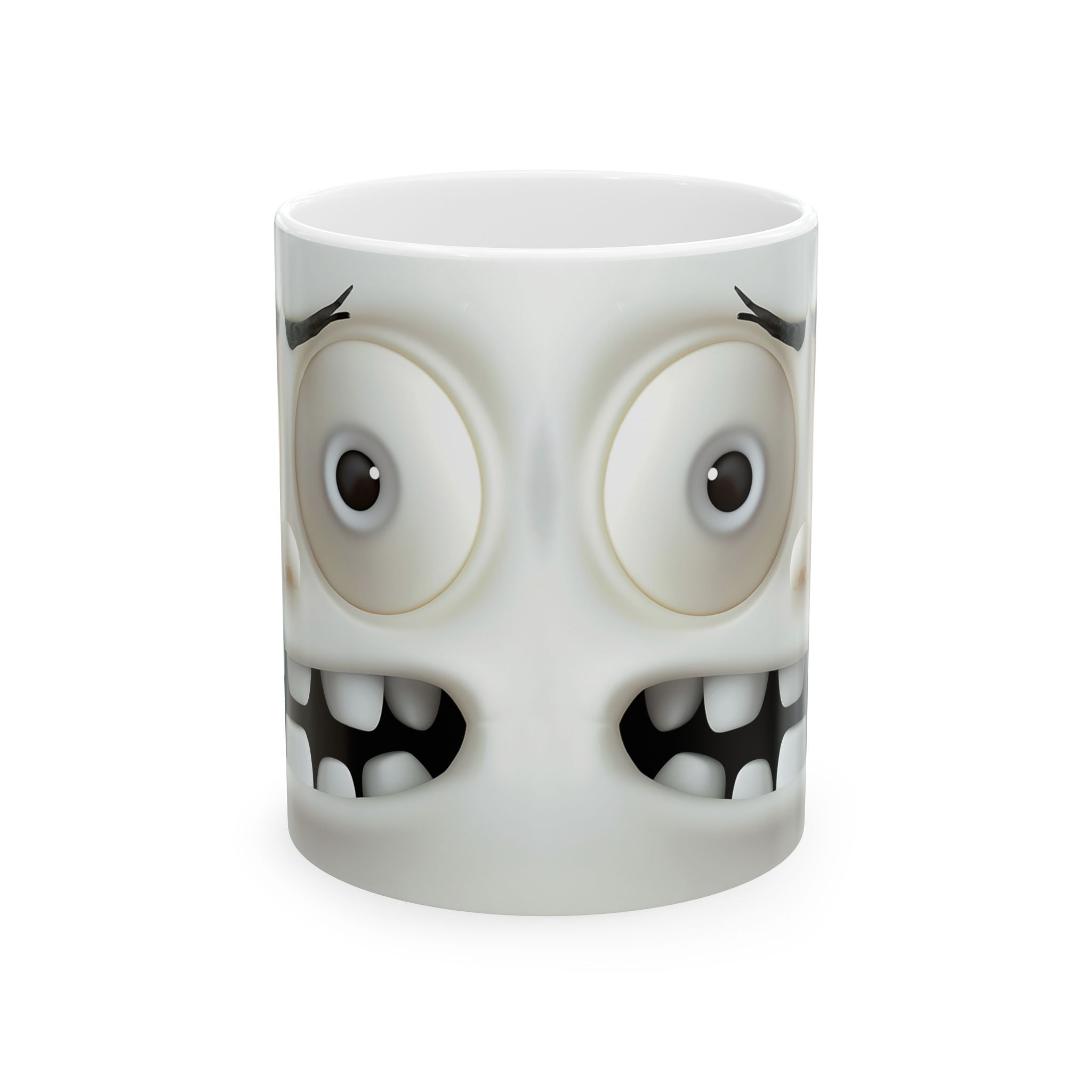 Mirrored Mischief Mug: Grumpy Cartoon Face