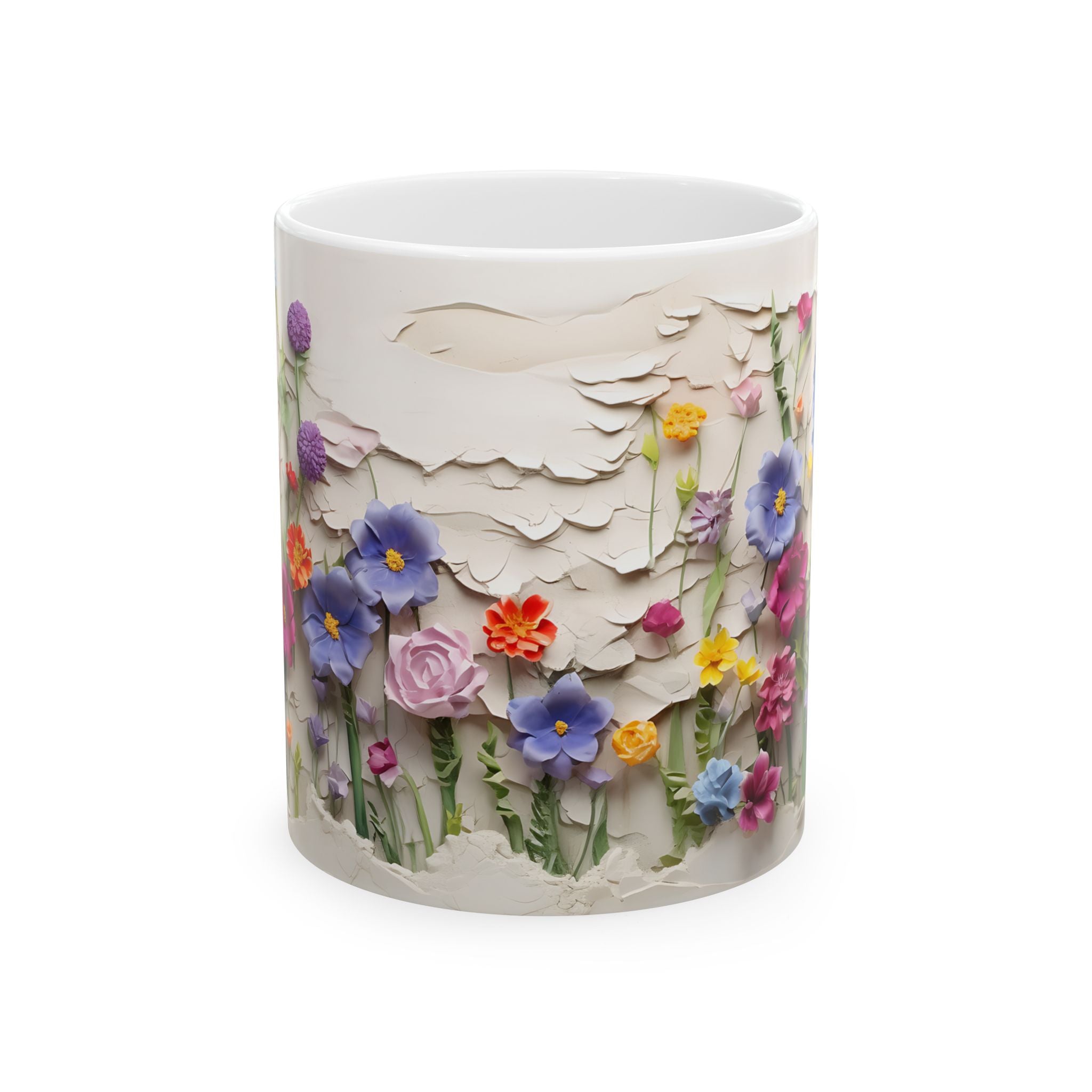 Whimsical Floral Mug: Paper Flower Art