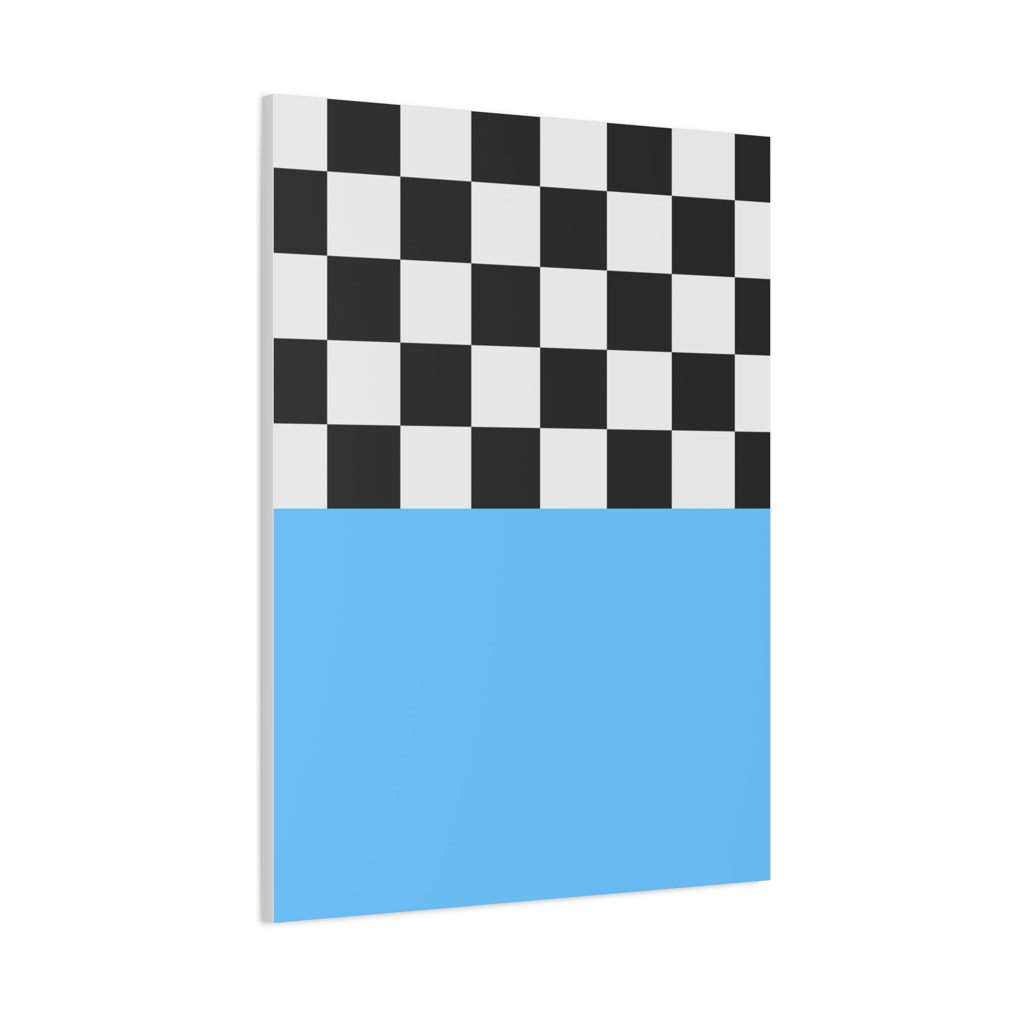 Checkered & Blue Abstract Matte Canvas Art