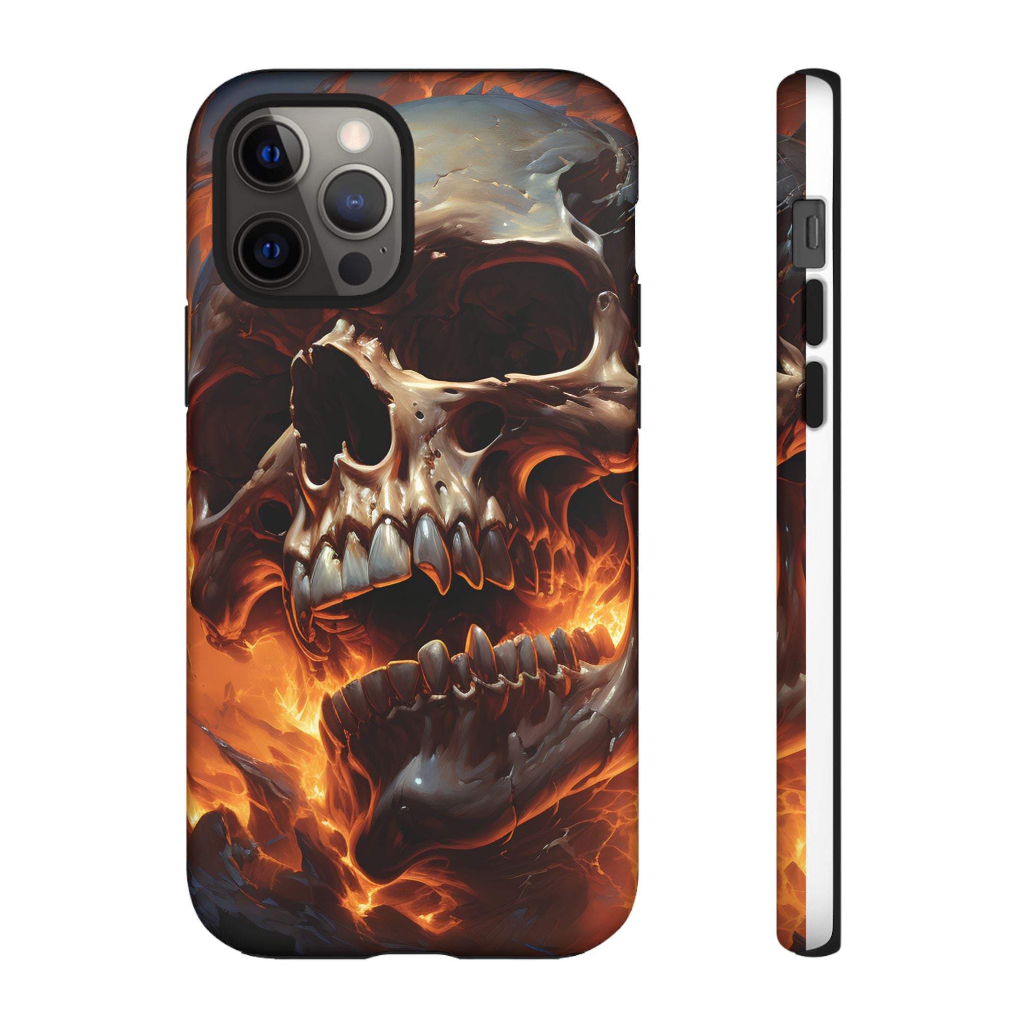 Fiery Skull Hexagon iPhone Case - Rugged