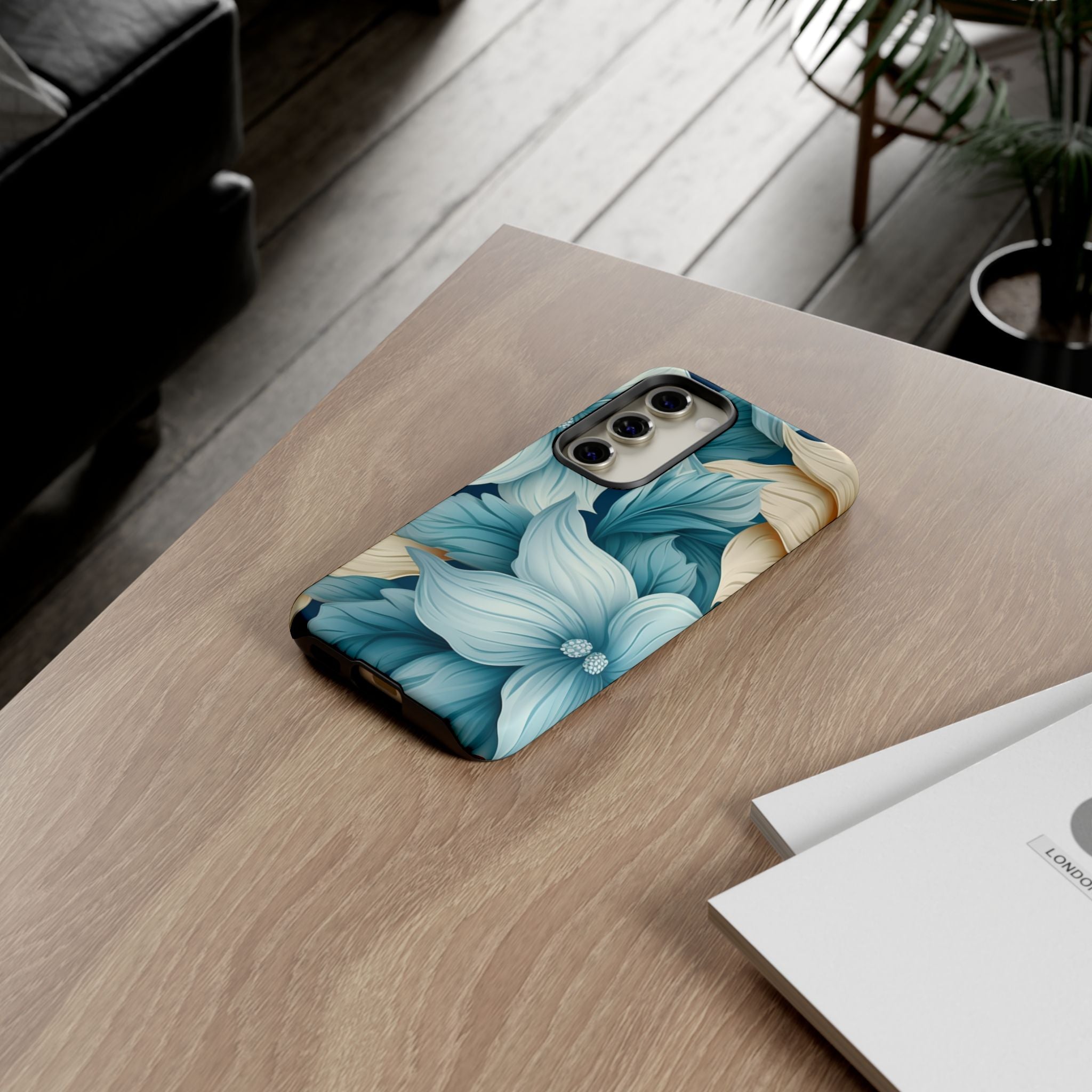 Teal Floral Samsung Phone Case