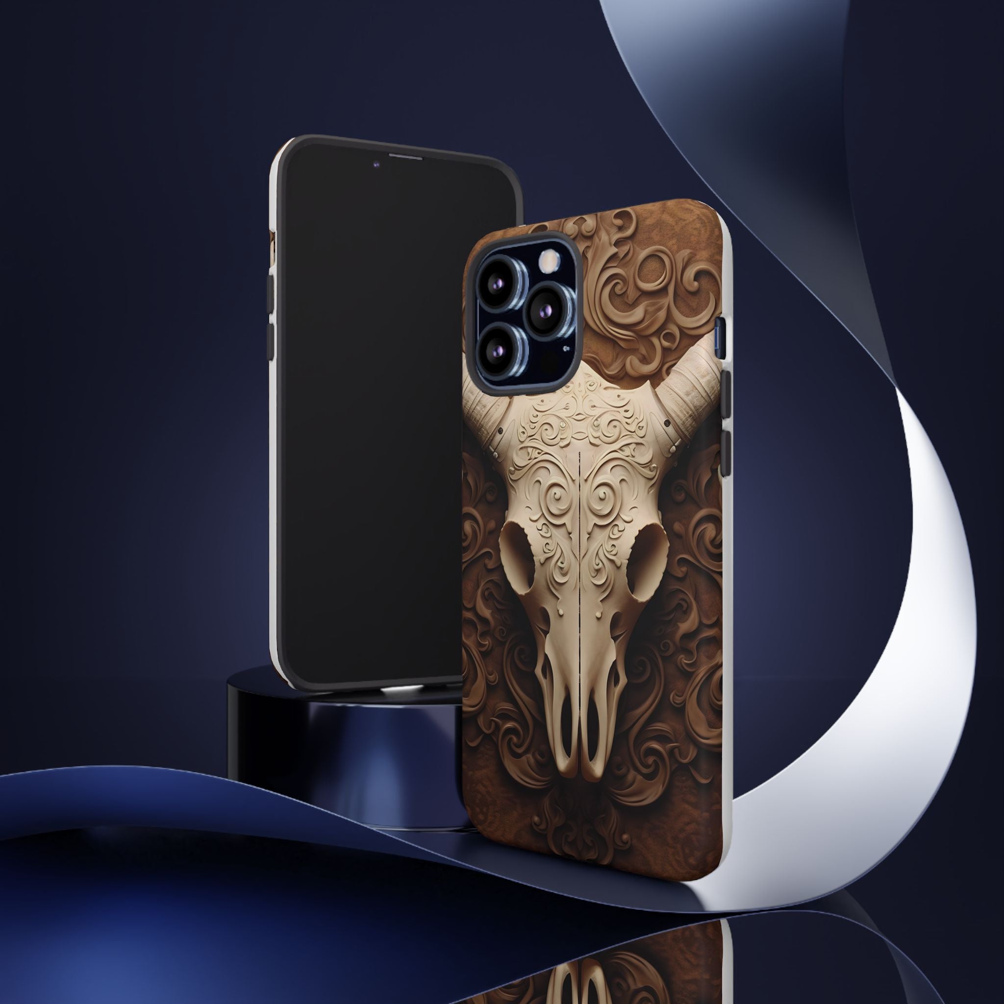 Baroque Ram Skull Hexagon Stone iPhone Case