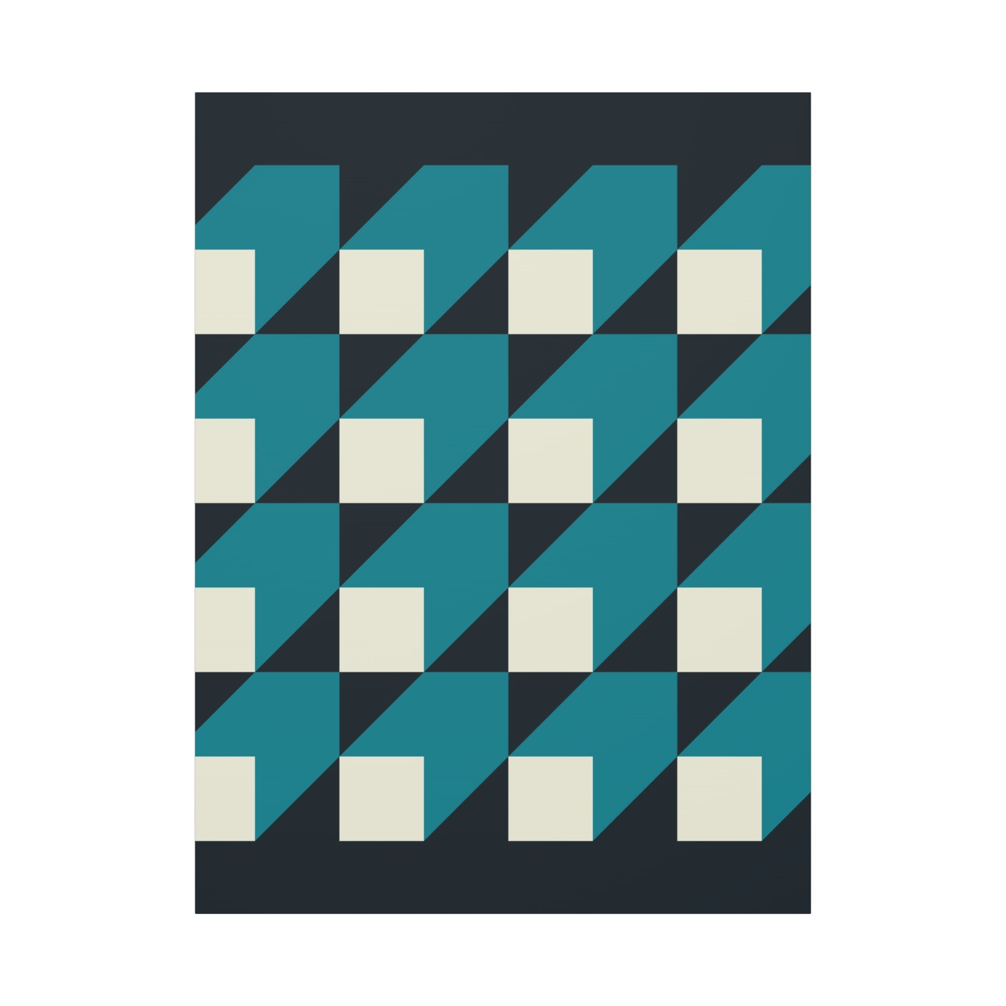 Geometric Teal Abstract Canvas Art