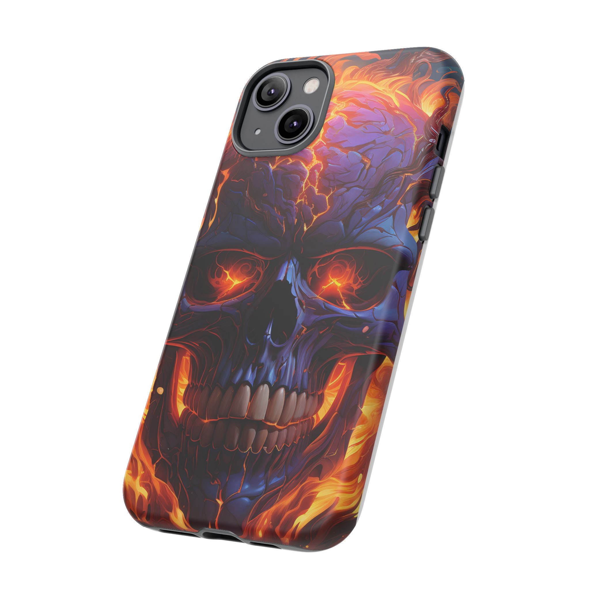 Fiery Skull Hexagon iPhone Case - Rugged Texture