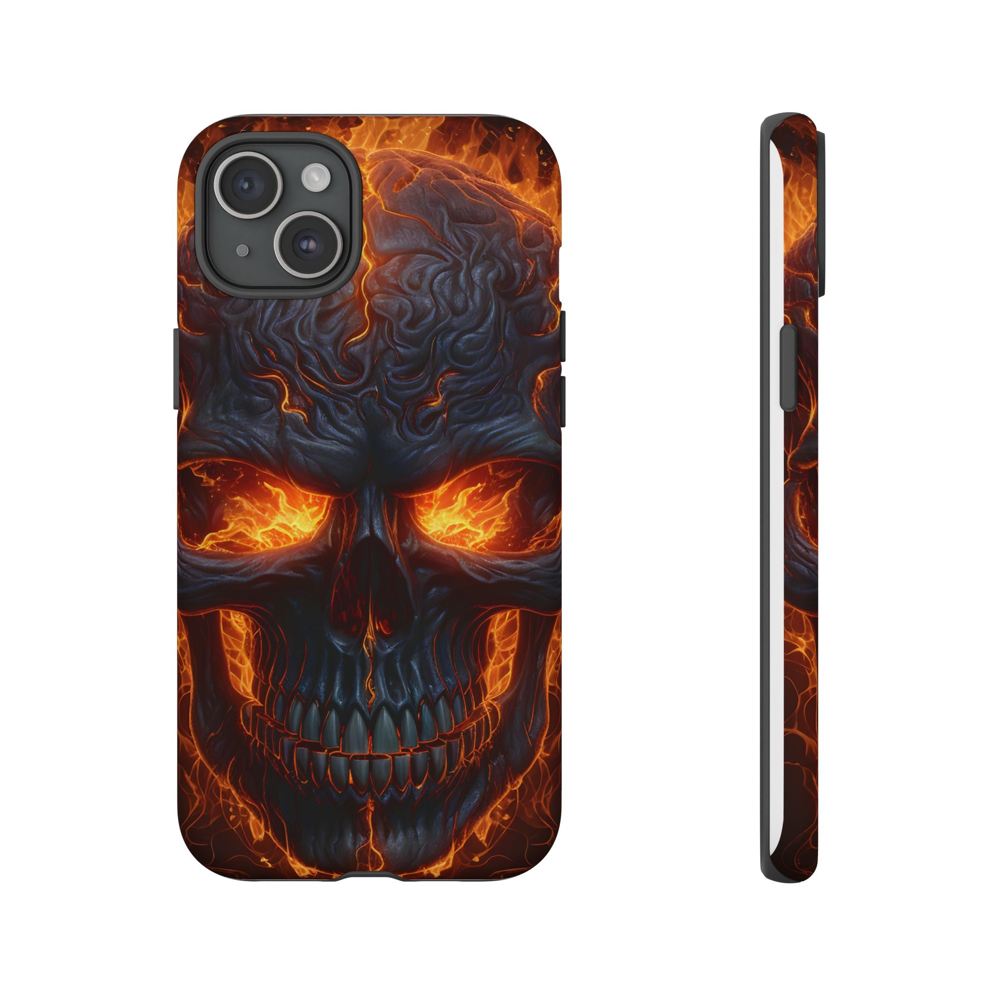 Fiery Skull Hexagon iPhone Case - Rugged Texture