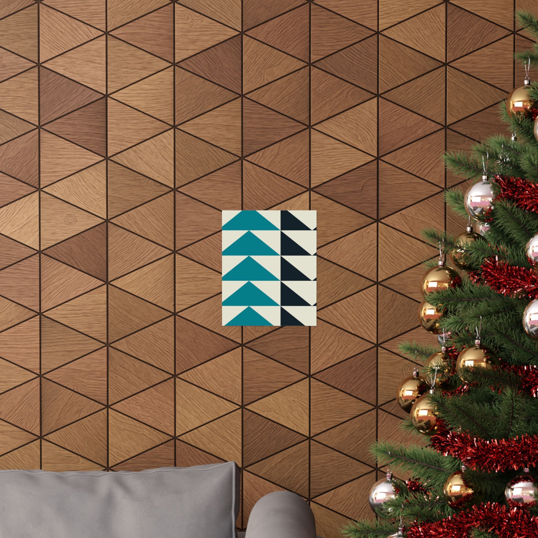 Geometric Teal & Black Triangle Poster