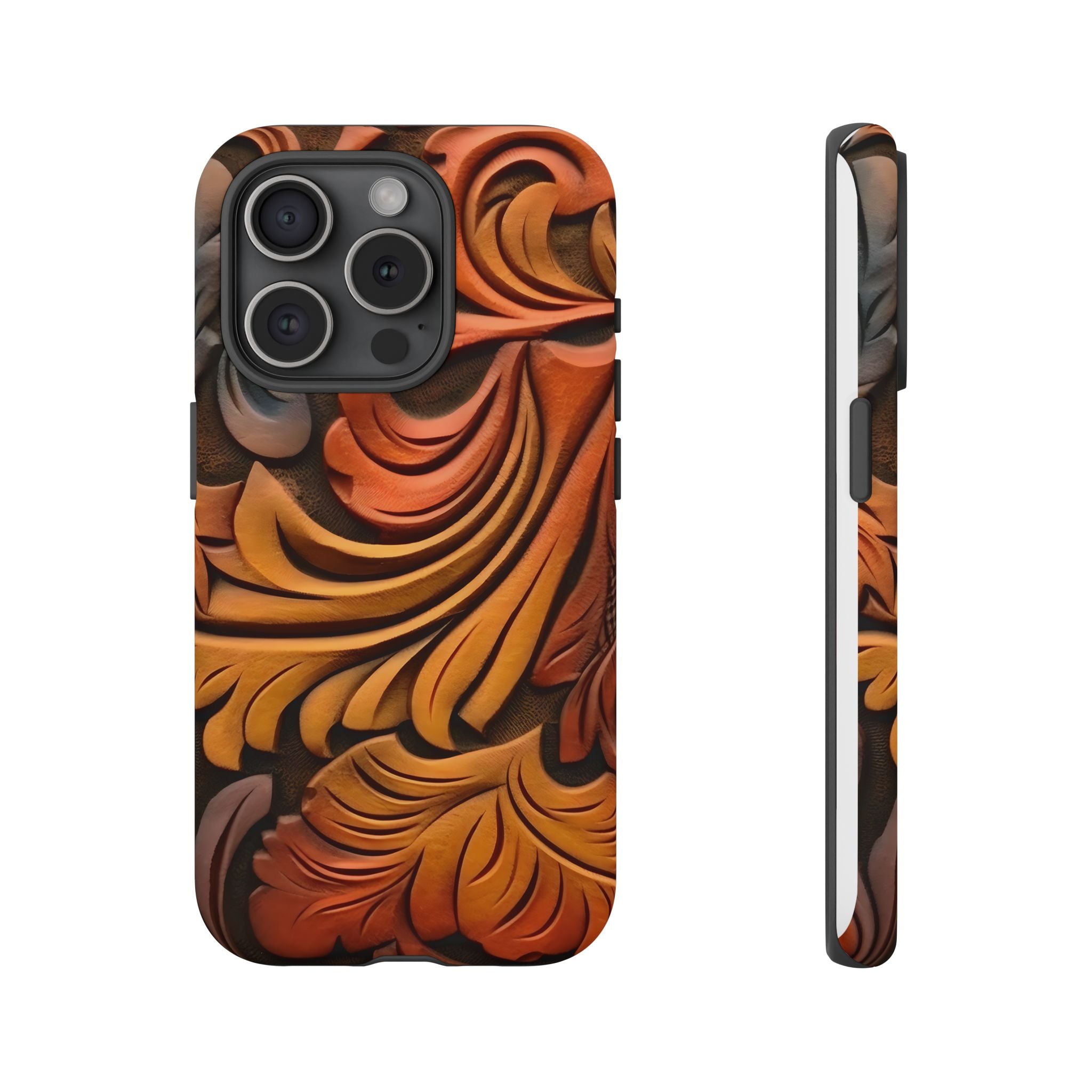 Art Nouveau Leather iPhone Case - Hexagon Stone