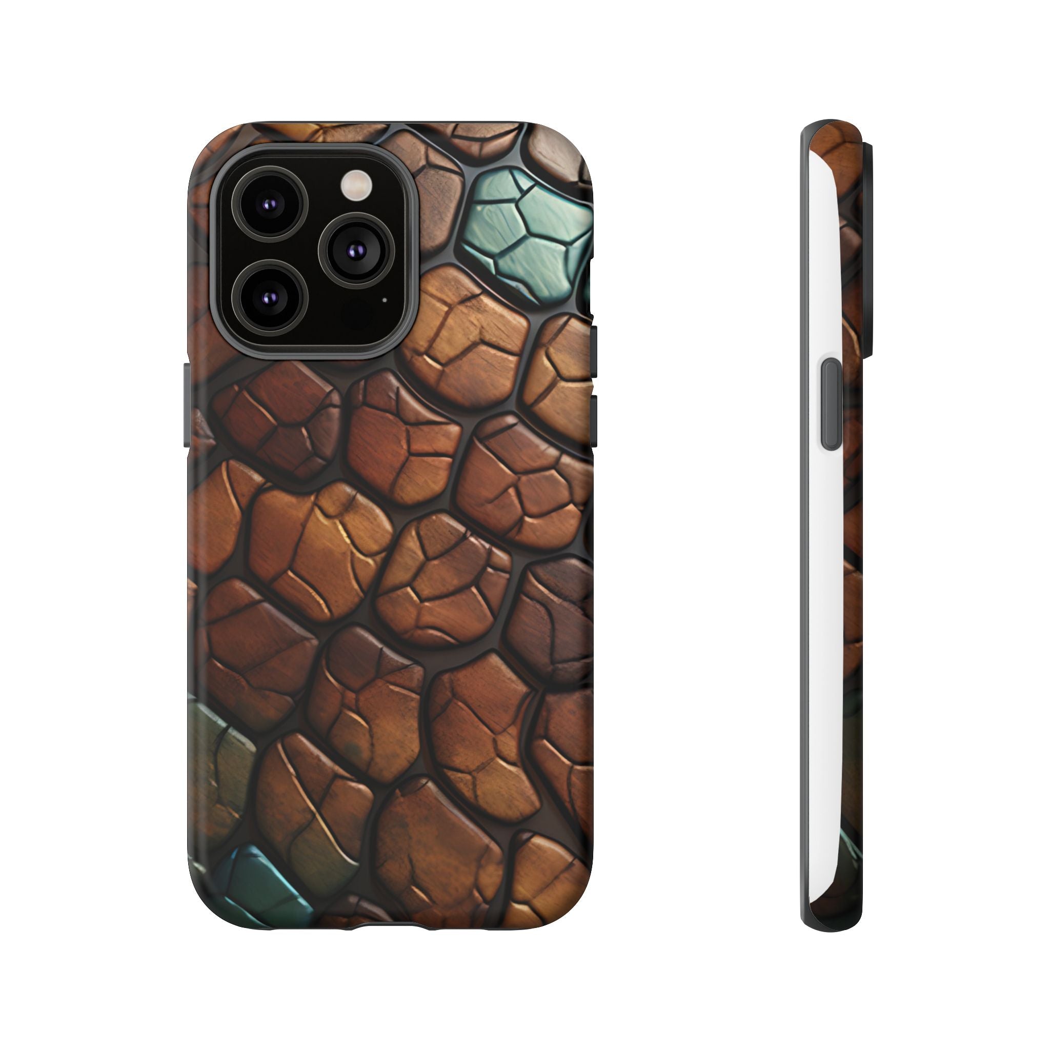 Mosaic Reptile iPhone Case - Teal & Brown