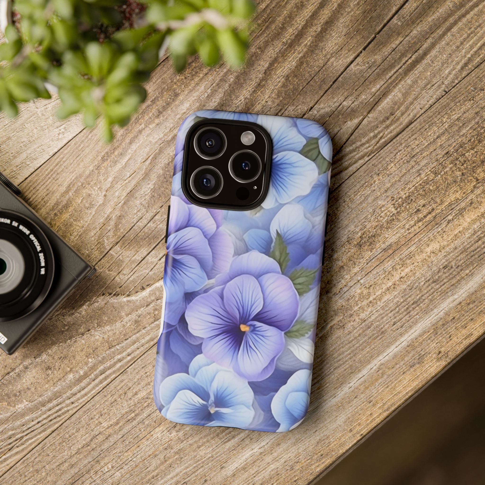 Dreamy Pansy Blue iPhone Case - Hexagon Stone