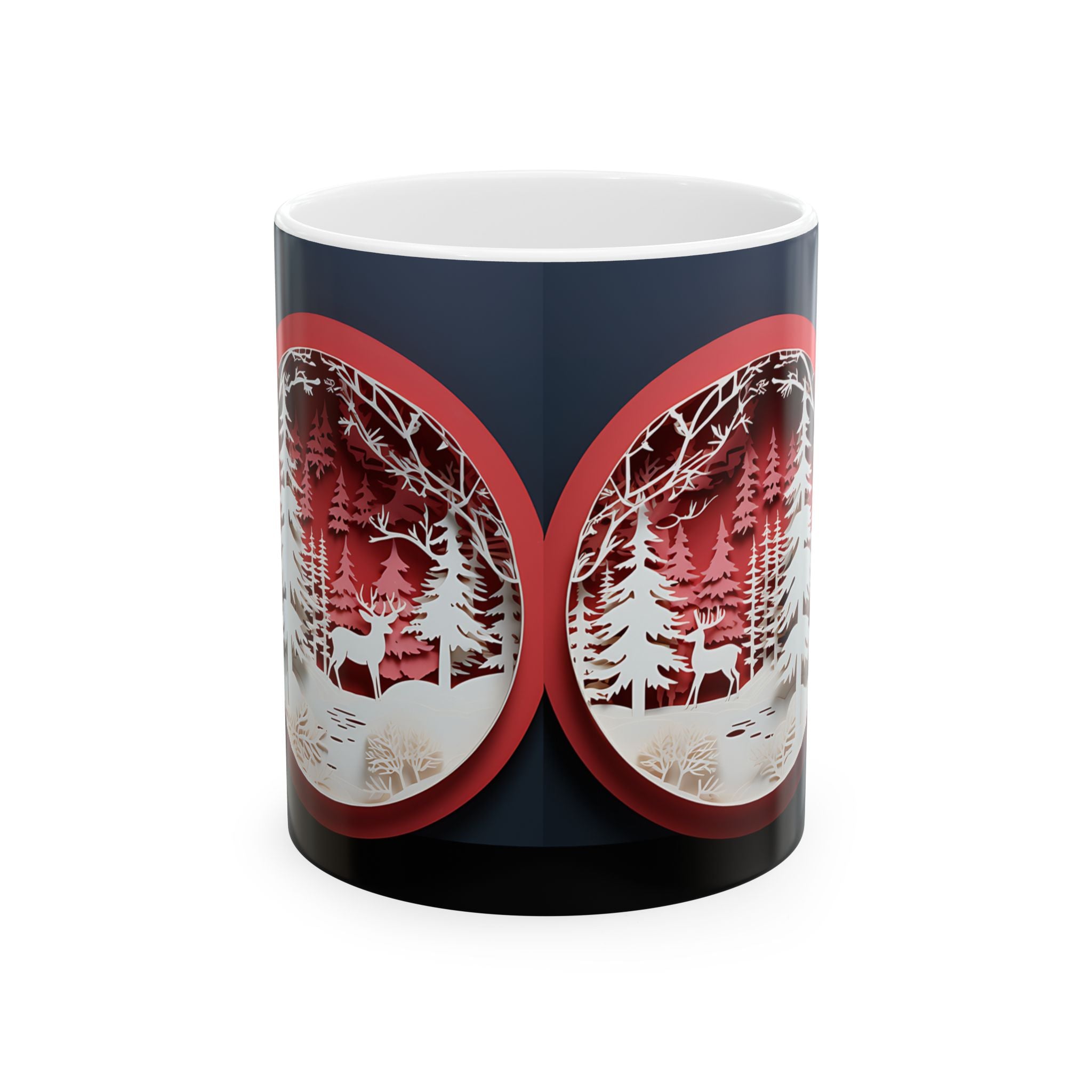 Winter Deer Forest Papercut Mugs